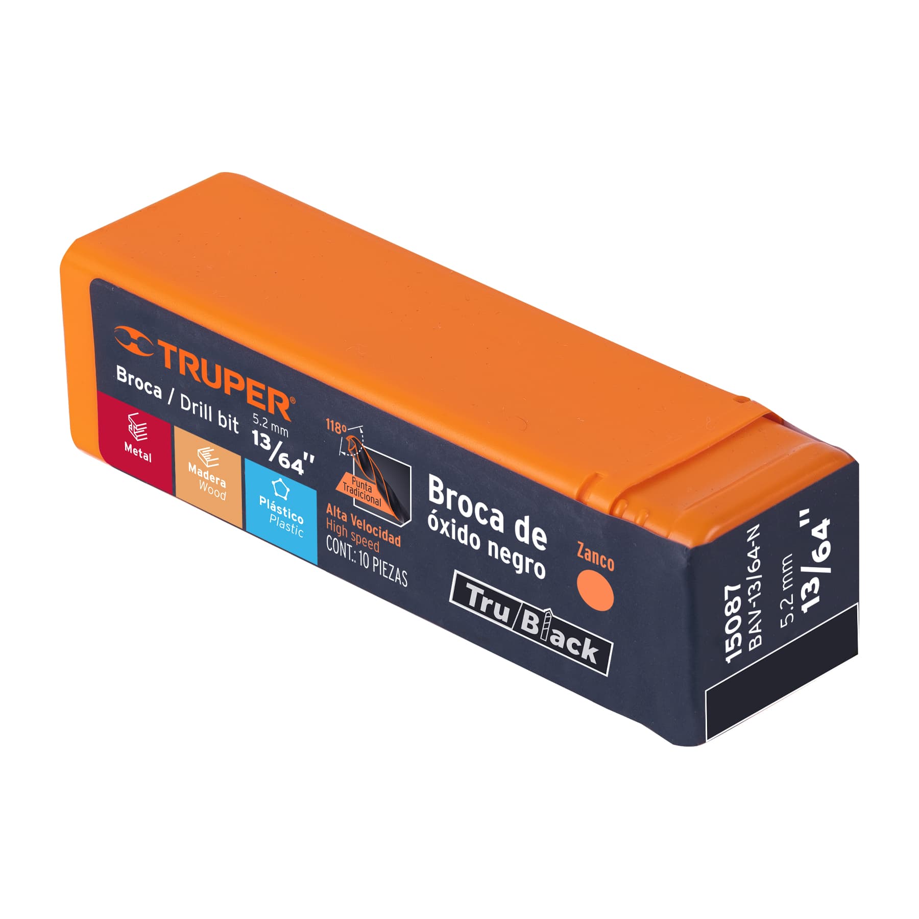 Broca HSS 13/64" Trublack para metal, TRUPER