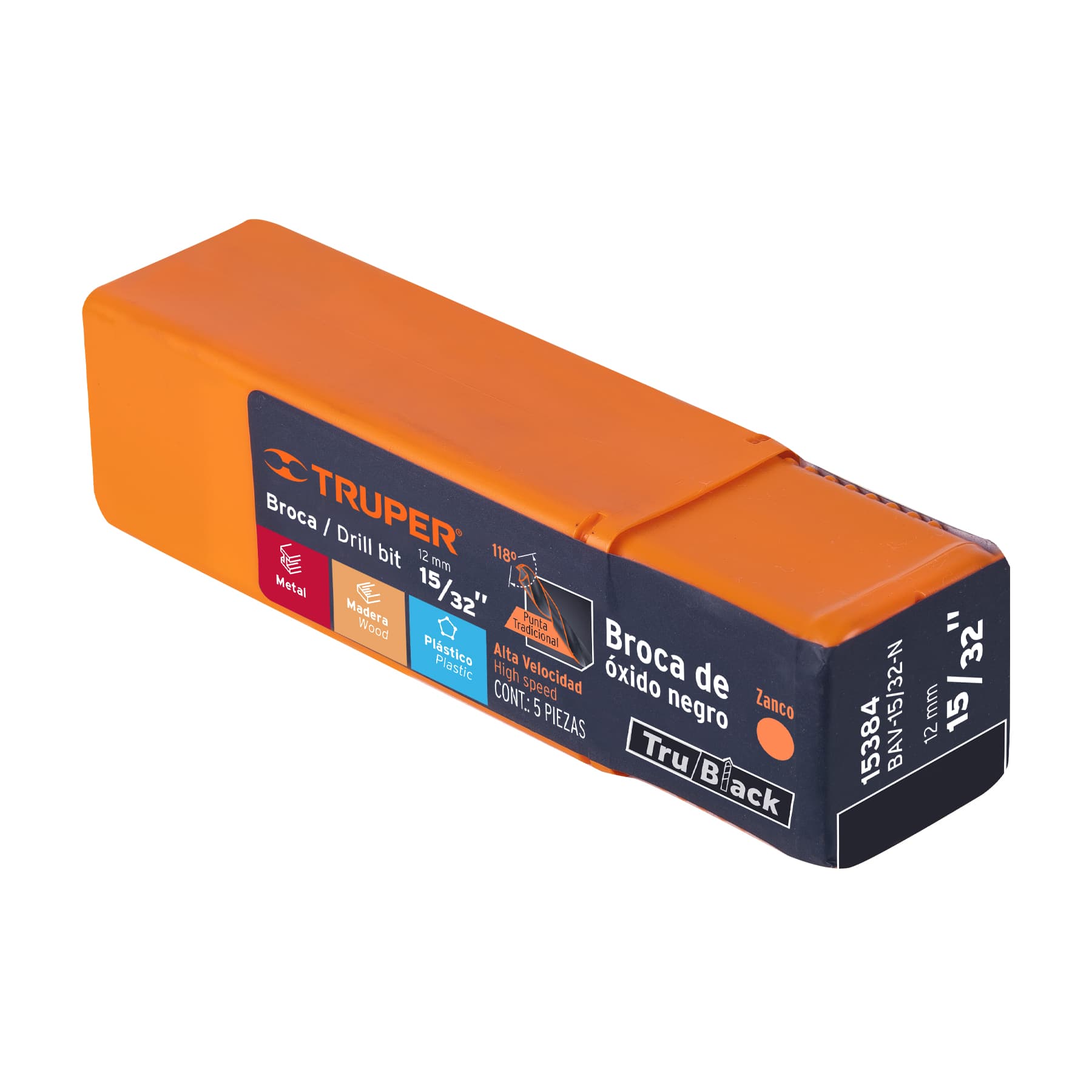 Broca HSS 15/32" Trublack para metal, TRUPER