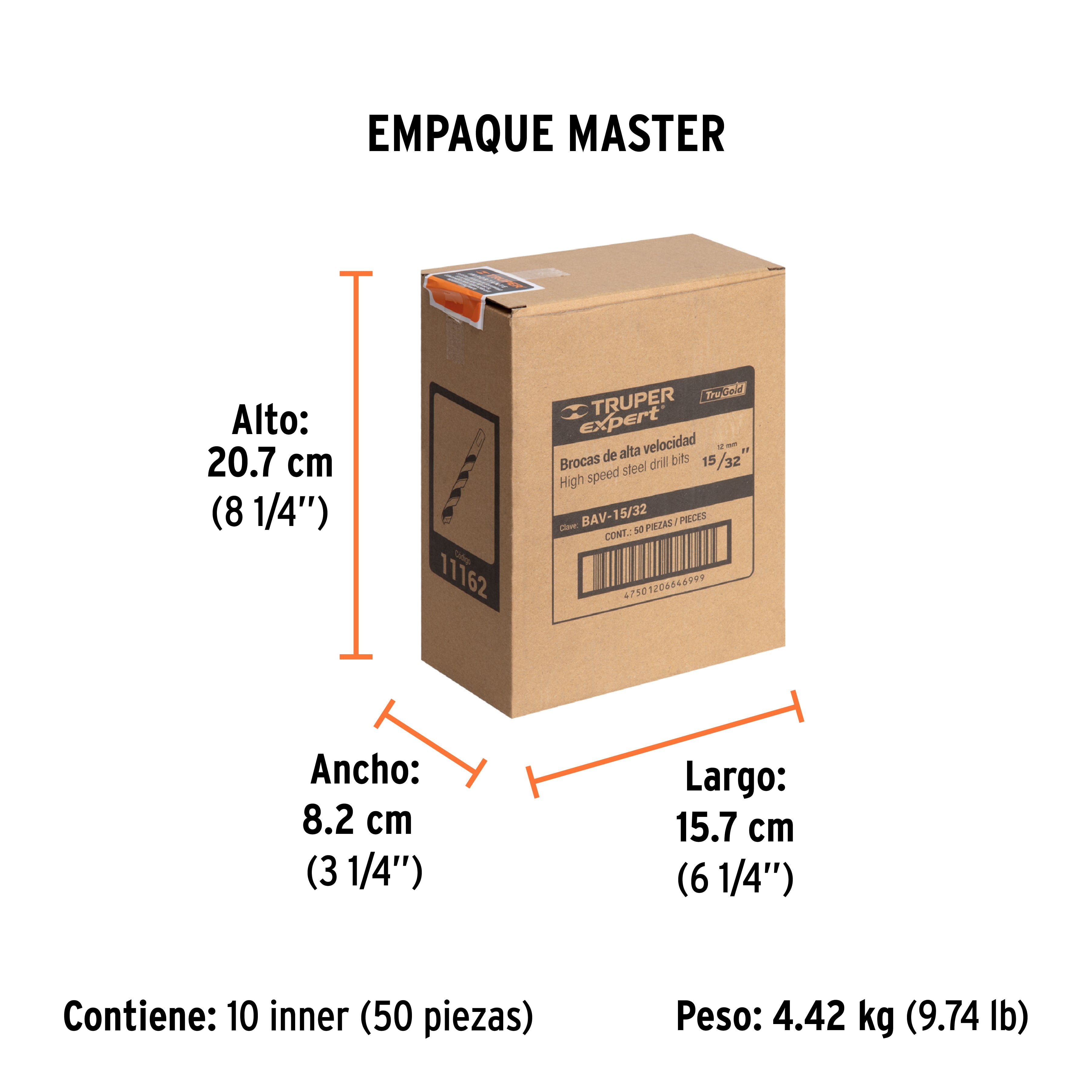 Broca HSS 15/32" Trugold para metal, TRUPER EXPERT - Empaque