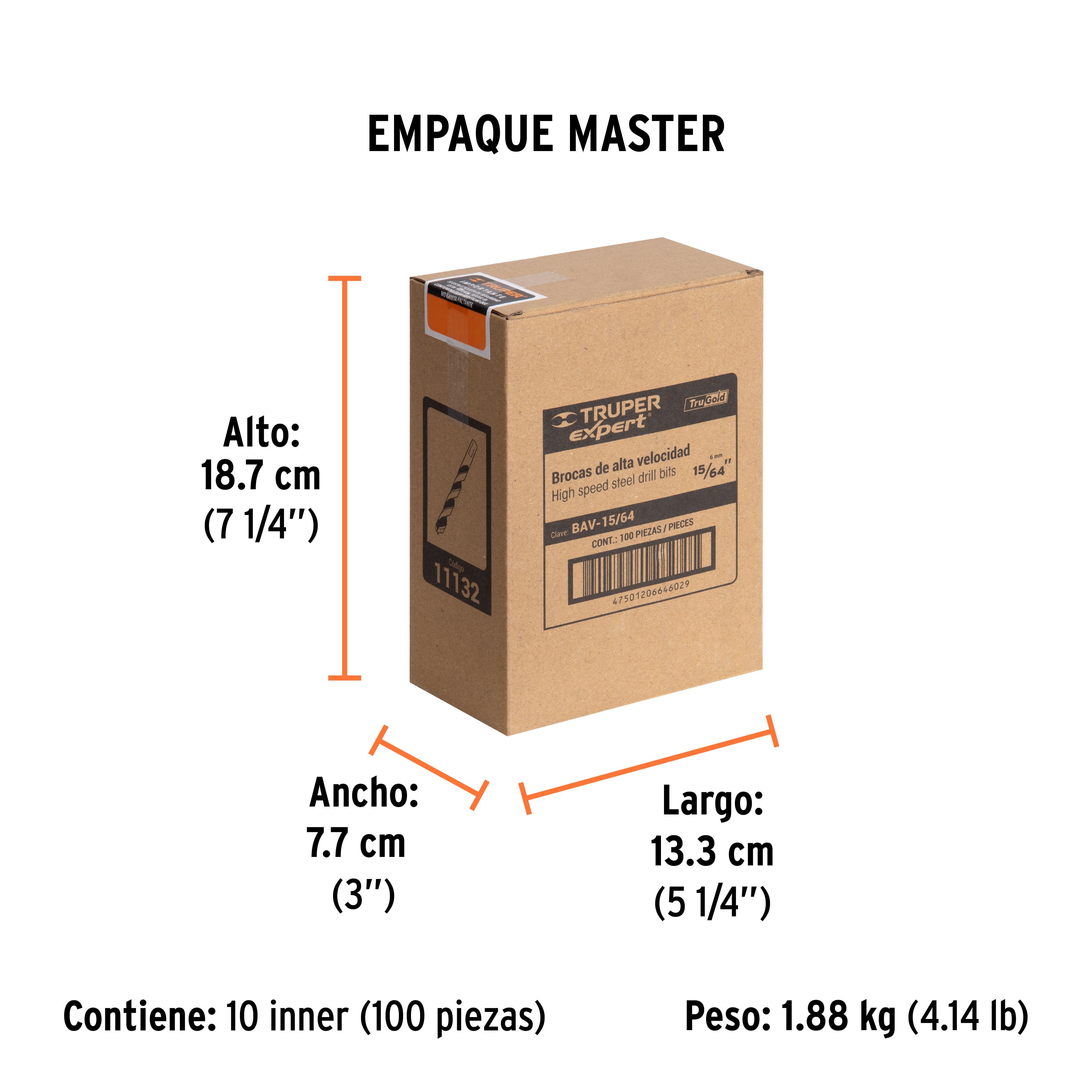 Broca HSS 15/64" Trugold para metal, TRUPER EXPERT - Empaque