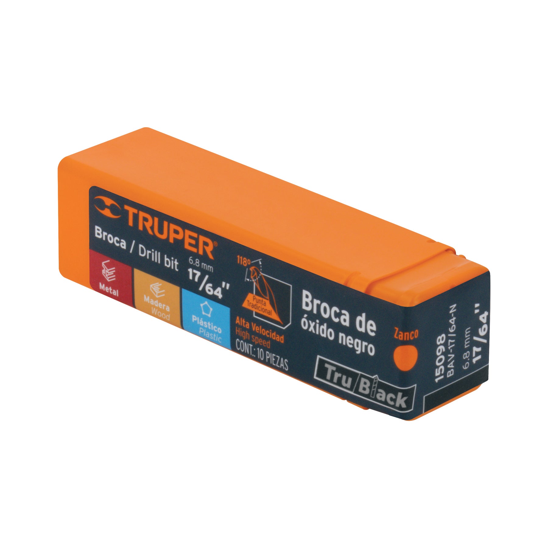 Broca HSS 17/64" Trublack para metal, TRUPER