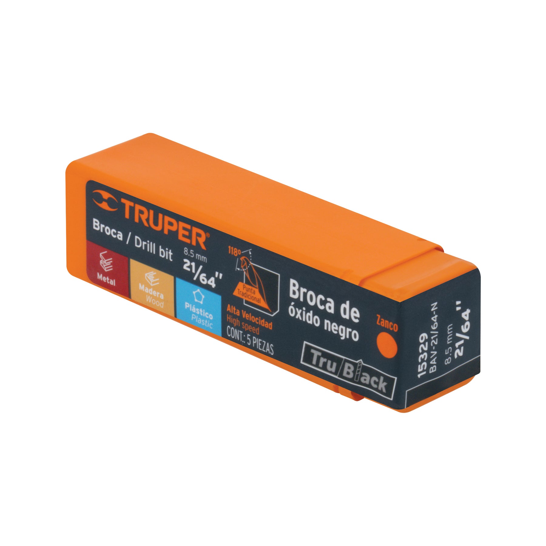 Broca HSS 21/64" Trublack para metal, TRUPER