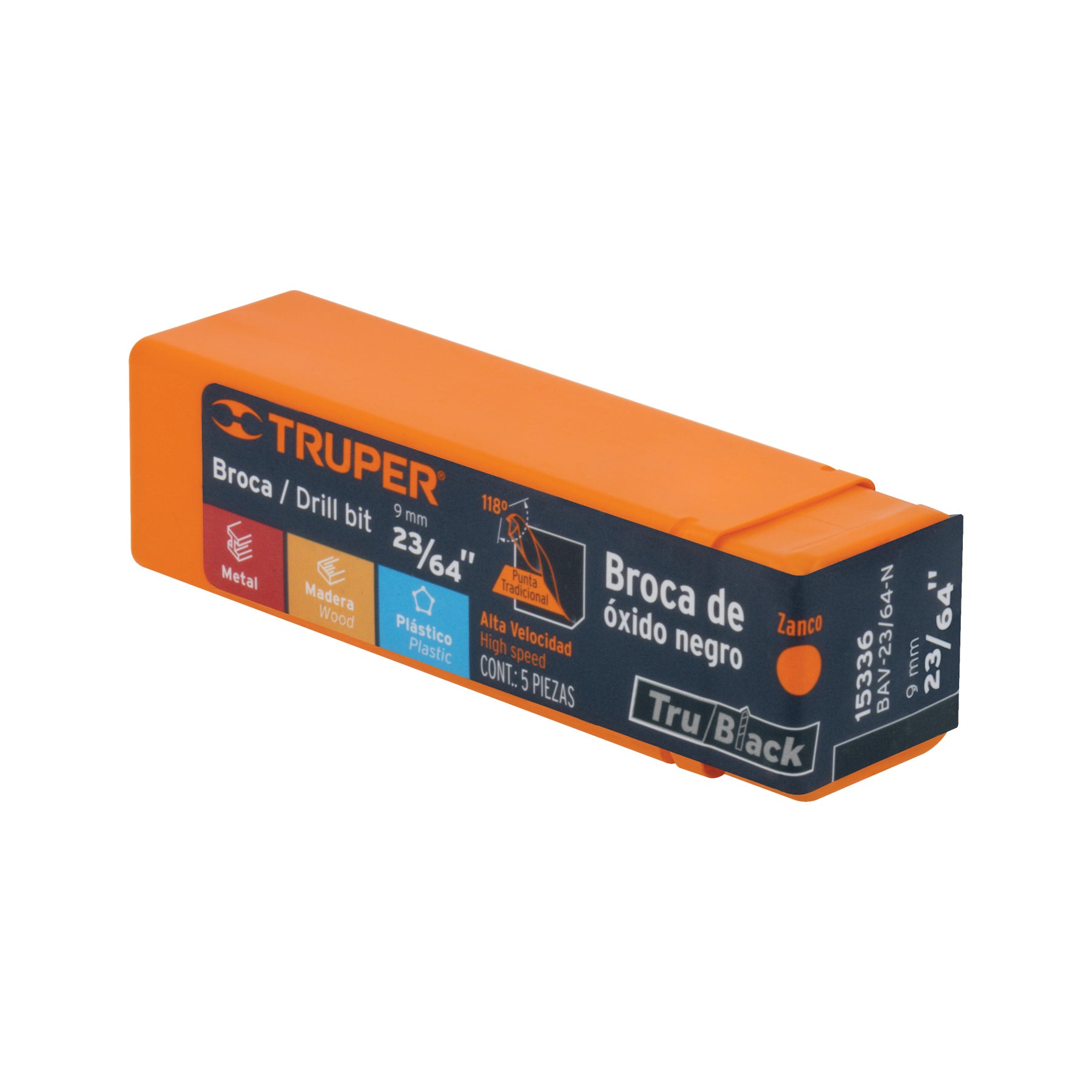 Broca HSS 23/64" Trublack para metal, TRUPER