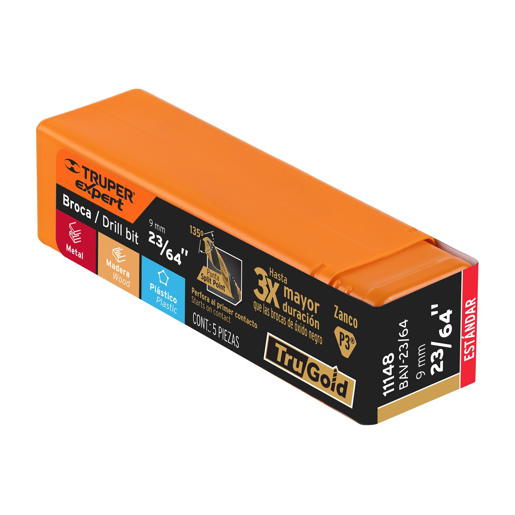 Broca HSS 23/64" Trugold para metal, TRUPER EXPERT