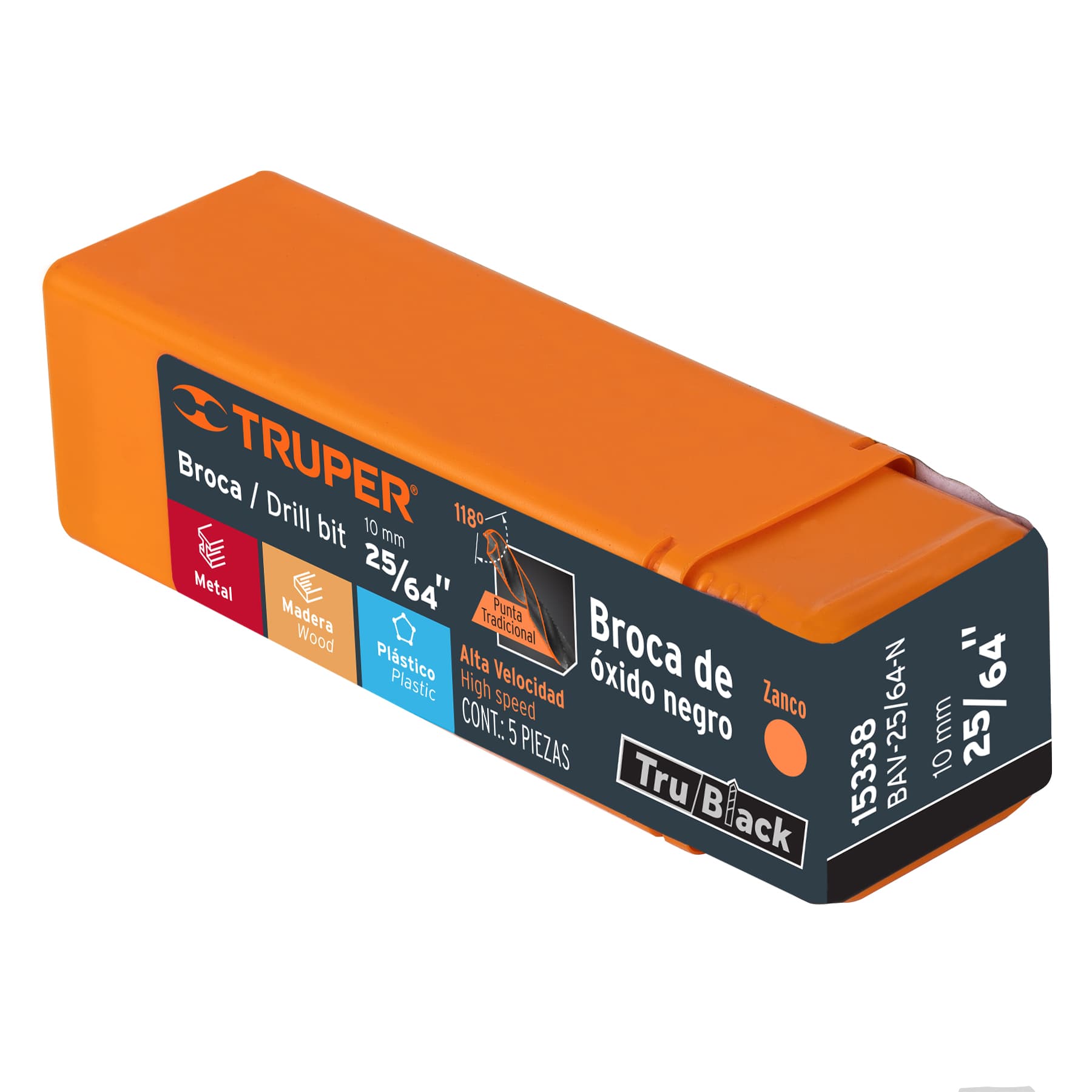 Broca HSS 25/64" Trublack para metal, TRUPER