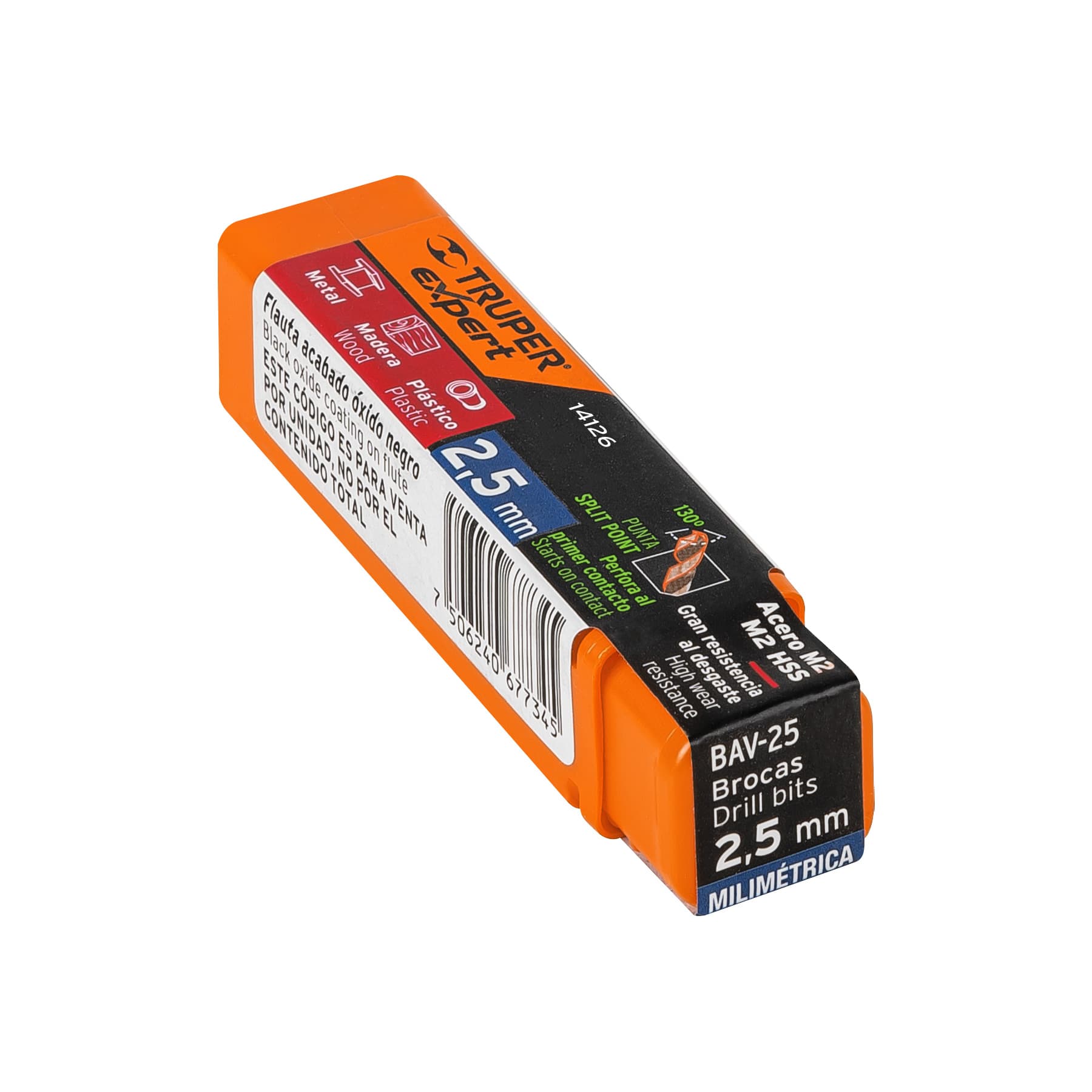 Broca HSS 2.5 mm Trugold para metal, TRUPER EXPERT