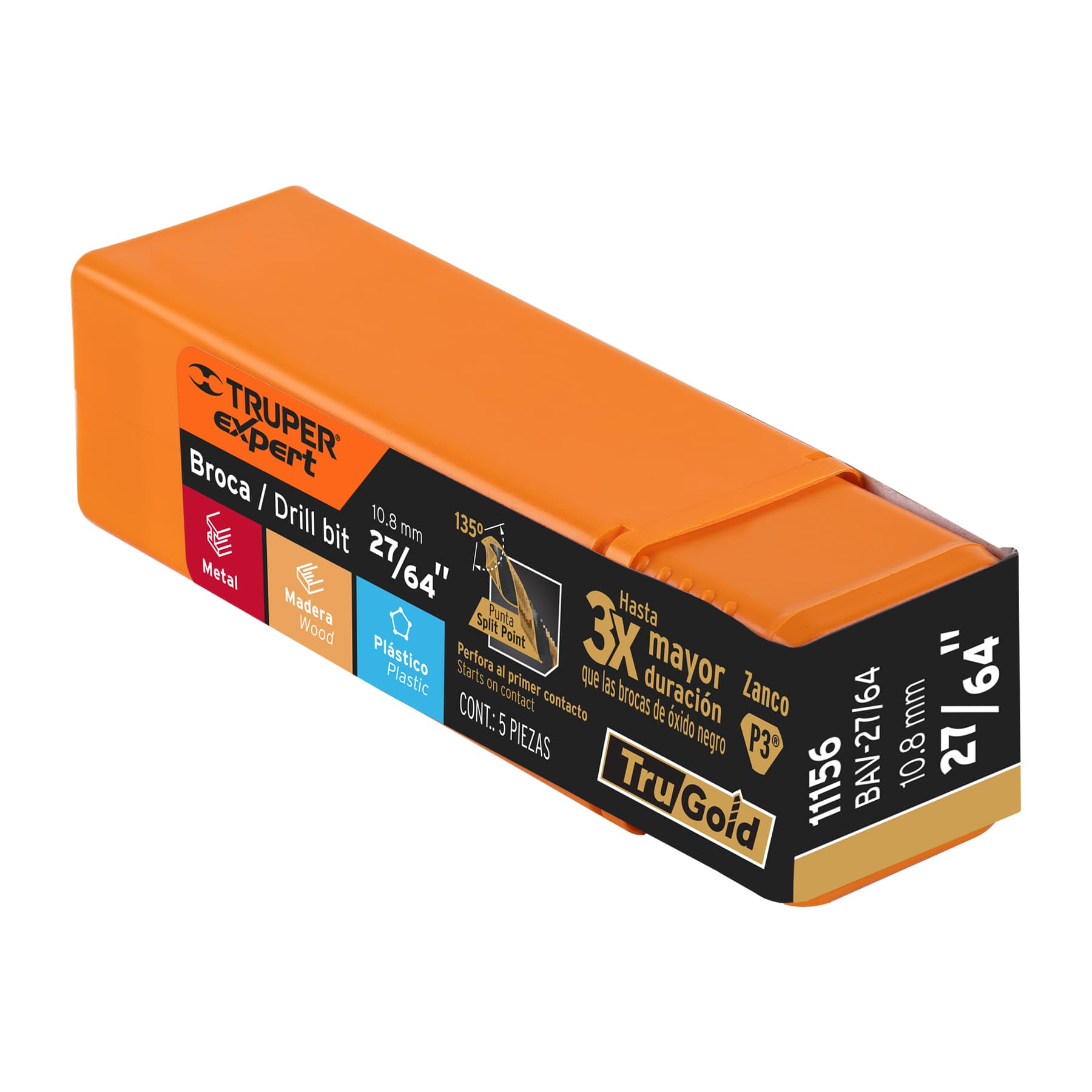 Broca HSS 27/64" Trugold para metal, TRUPER EXPERT