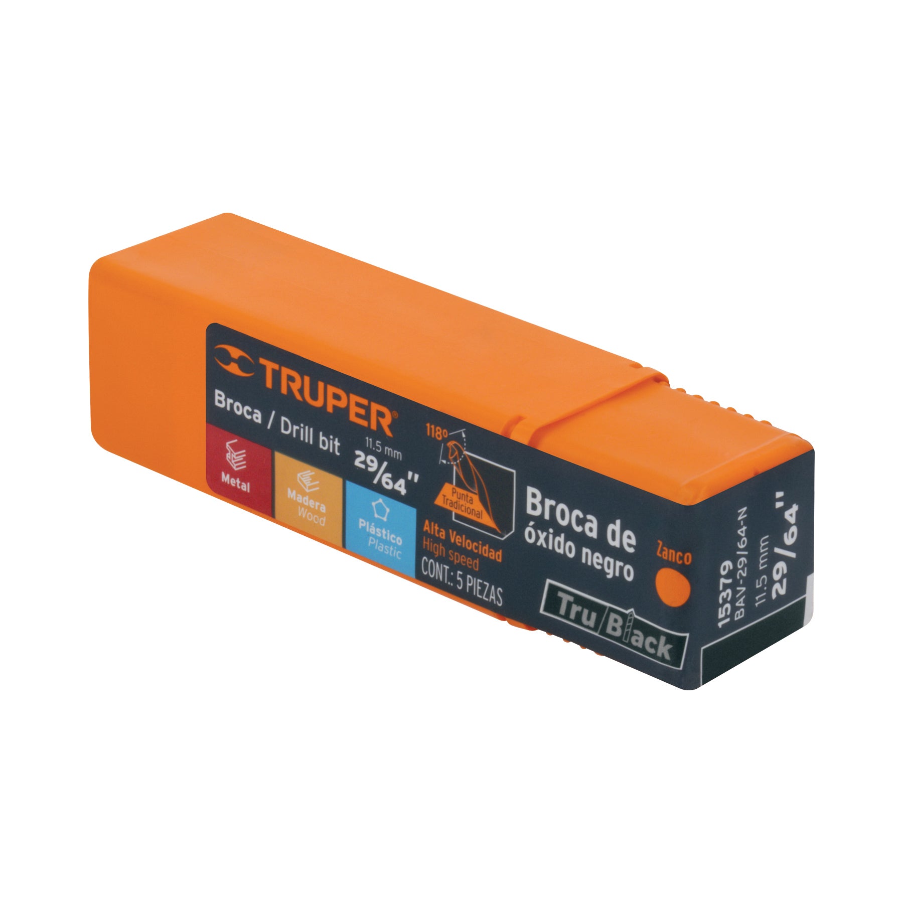 Broca HSS 29/64" Trublack para metal, TRUPER