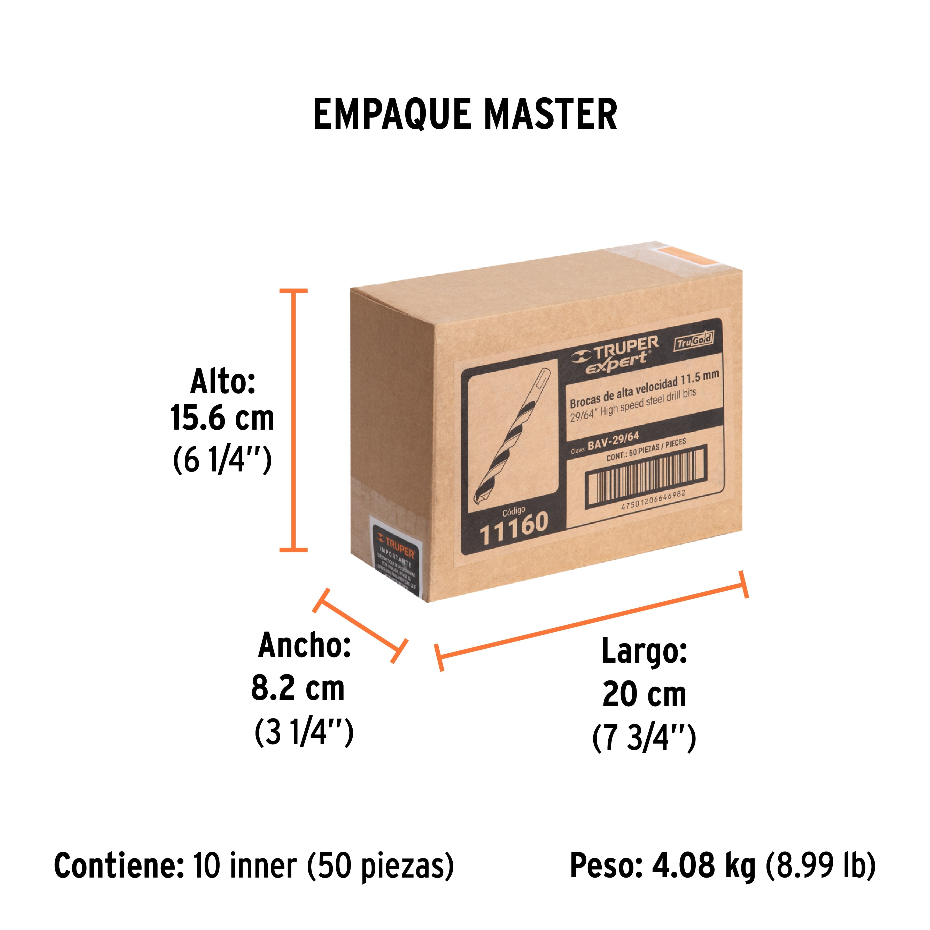 Broca HSS 29/64" Trugold para metal, TRUPER EXPERT - Empaque