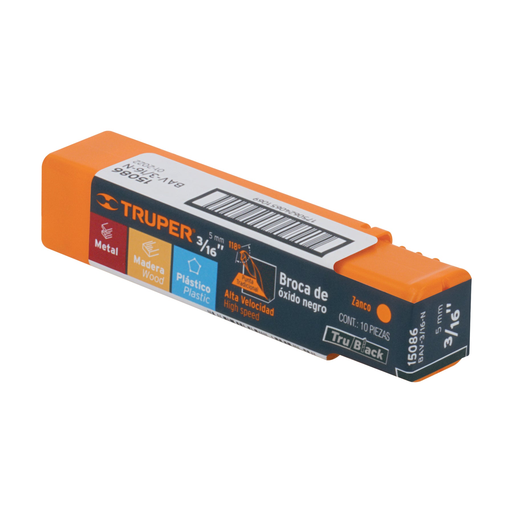 Broca HSS 3/16" Trublack para metal, TRUPER