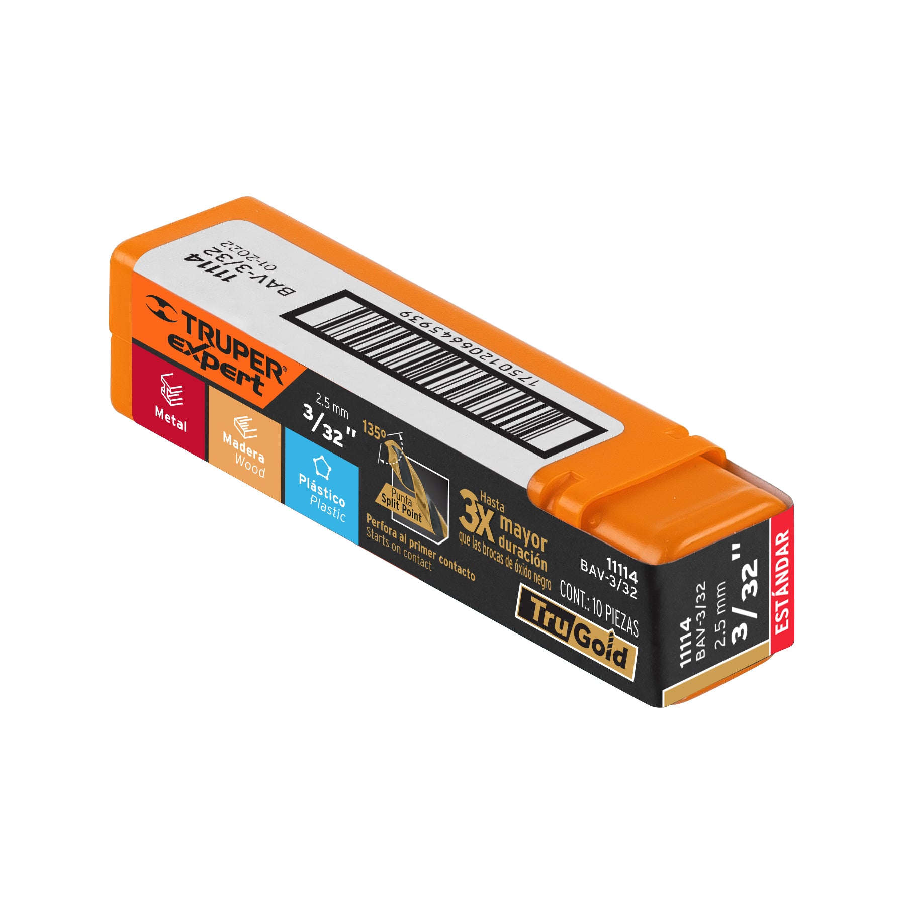 Broca HSS 3/32" Trugold para metal, TRUPER EXPERT