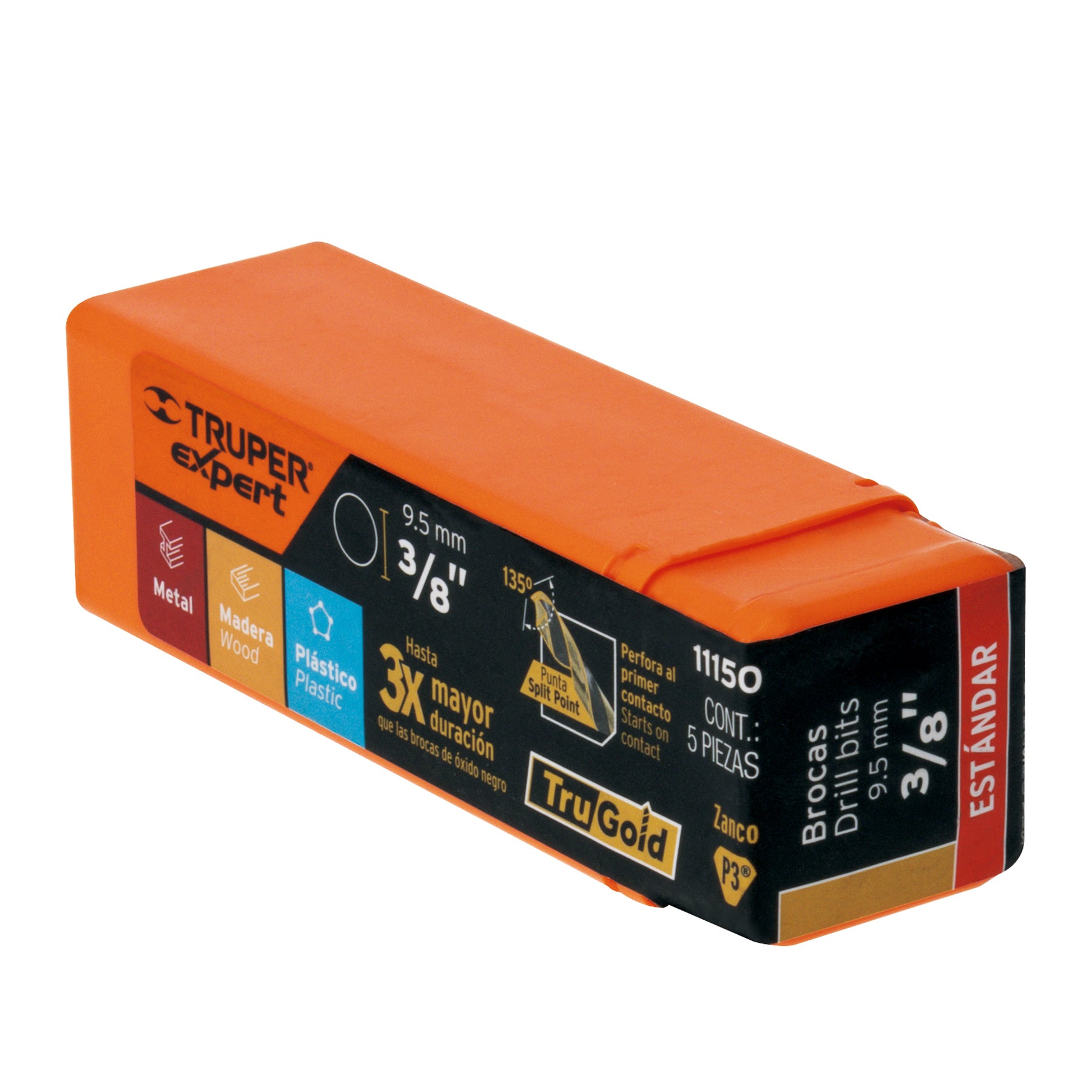 Broca HSS 3/8" Trugold para metal, TRUPER EXPERT
