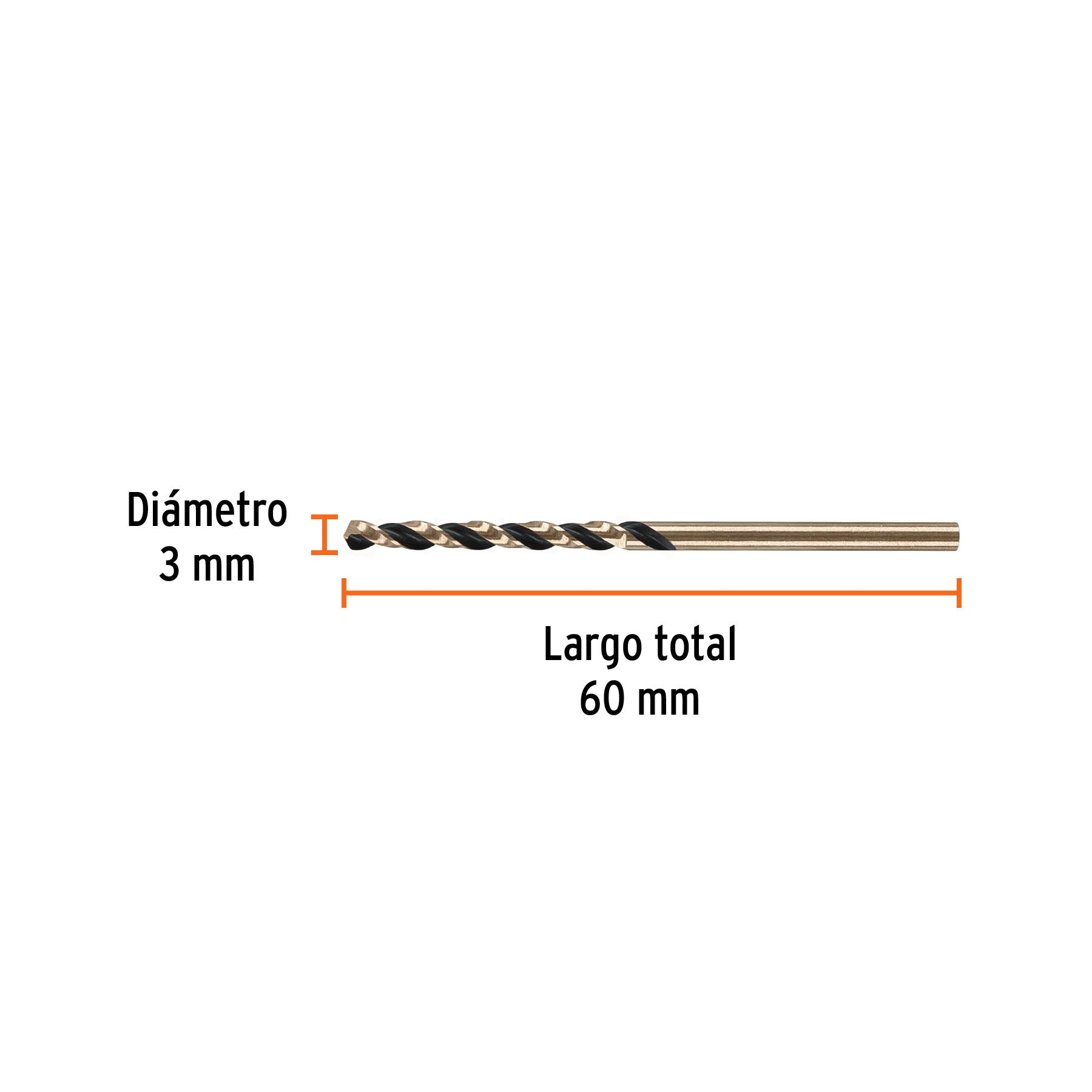 Broca HSS 3.0 mm Trugold para metal, TRUPER EXPERT