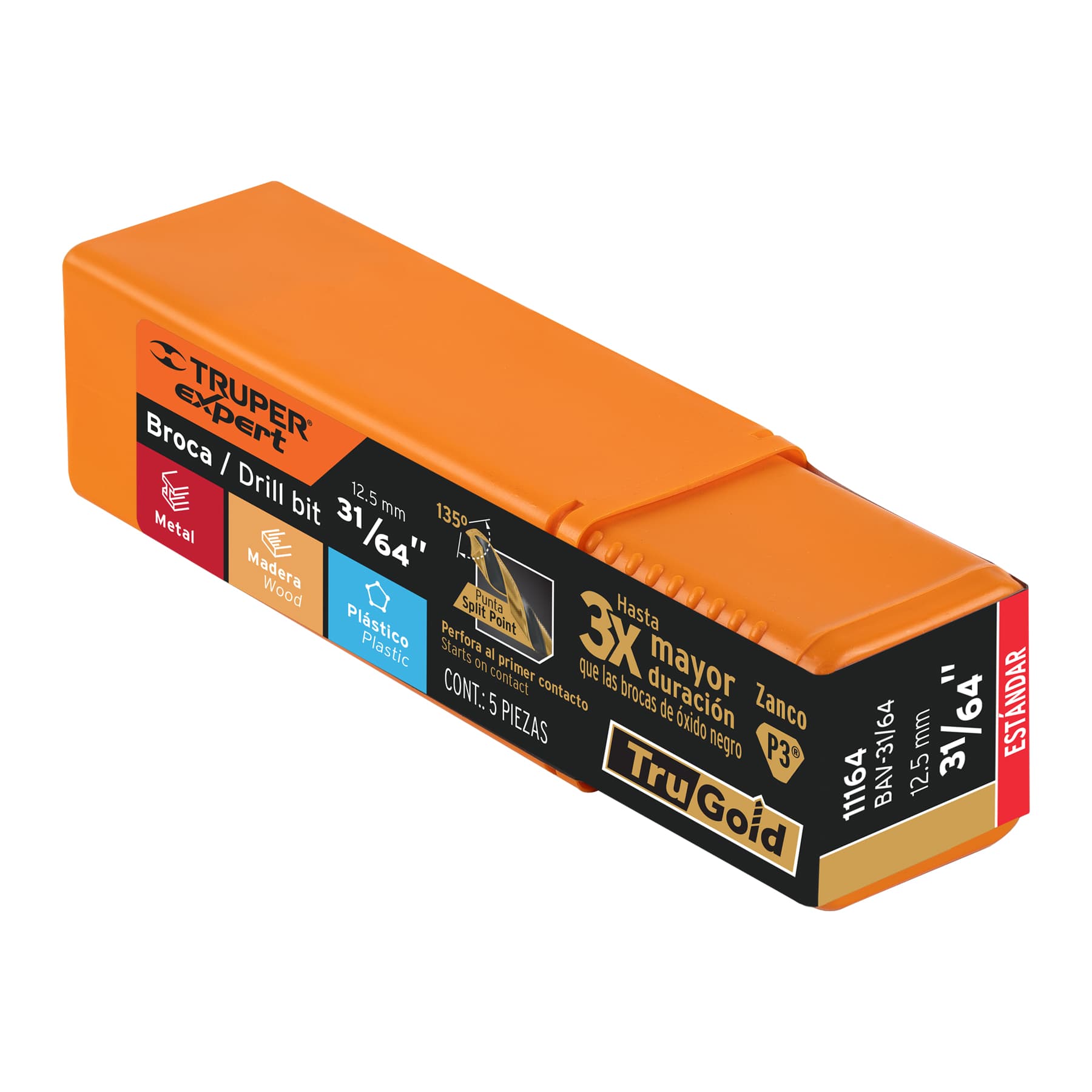 Broca HSS 31/64" Trugold para metal, TRUPER EXPERT