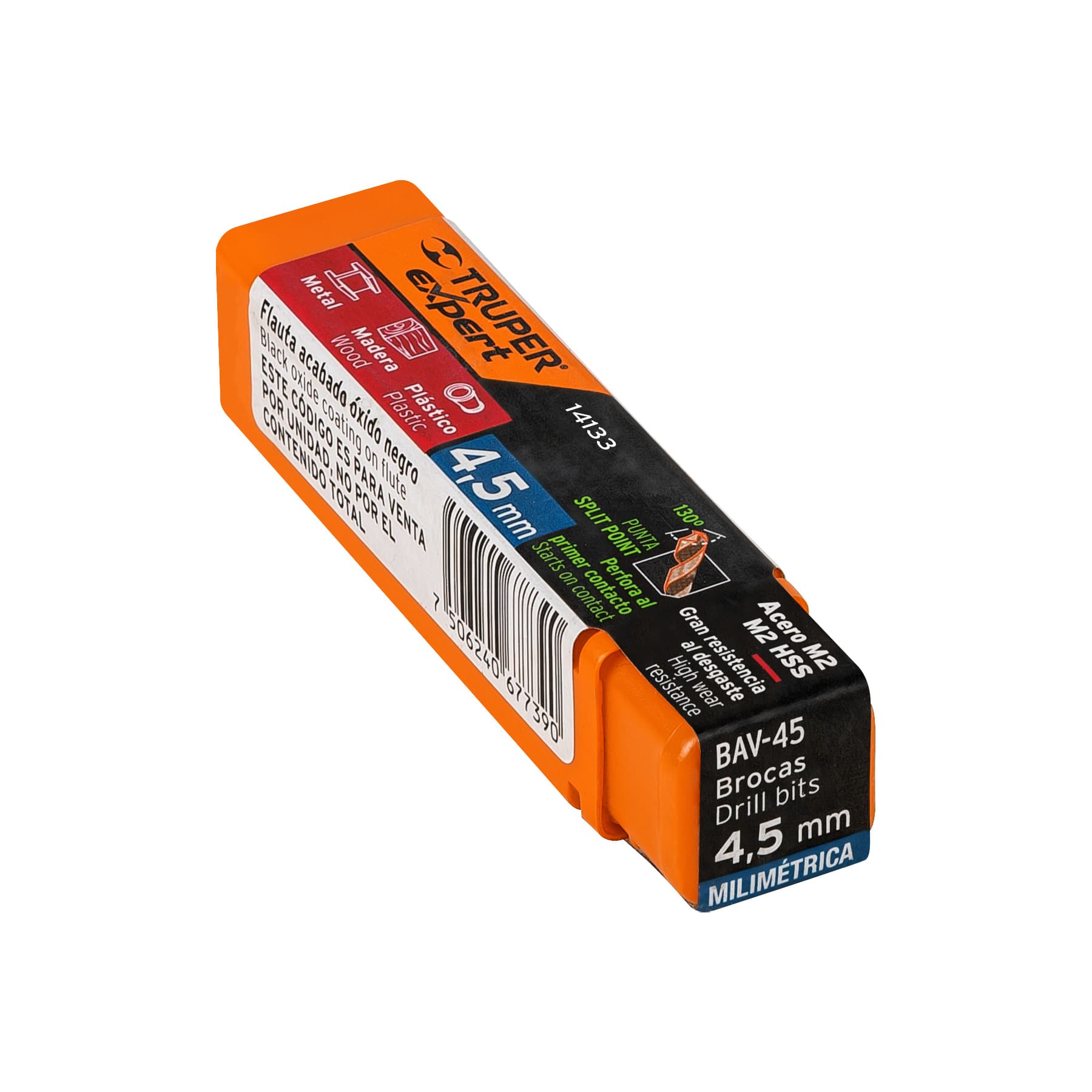 Broca HSS 4.5 mm Trugold para metal, TRUPER EXPERT