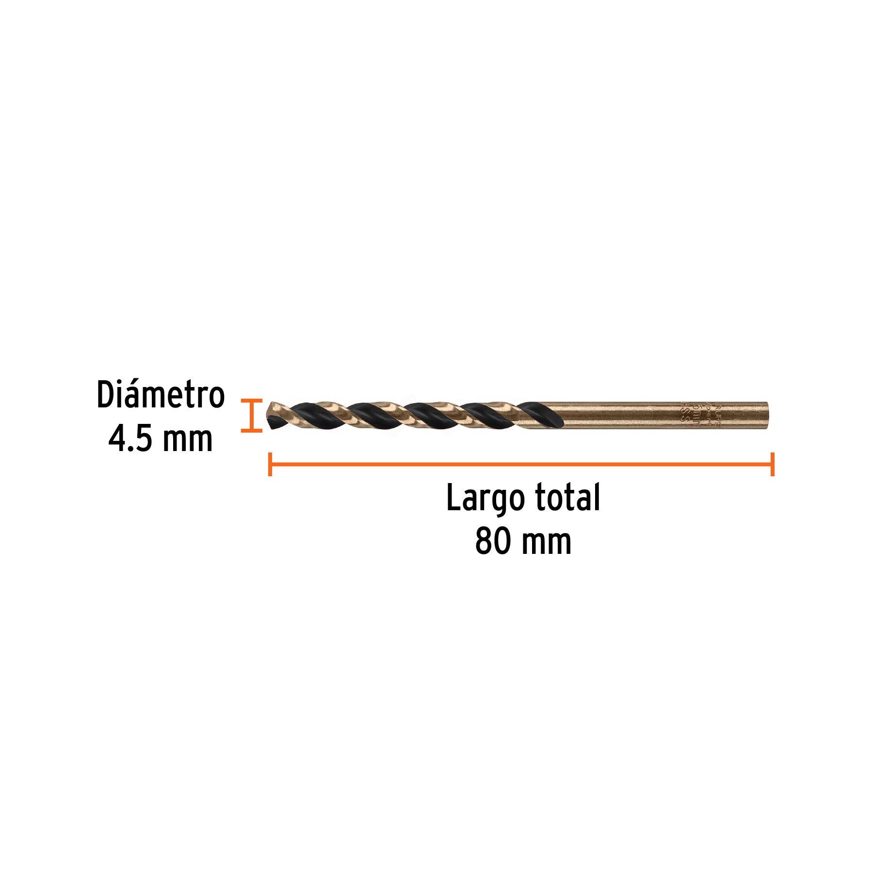 Broca HSS 4.5 mm Trugold para metal, TRUPER EXPERT