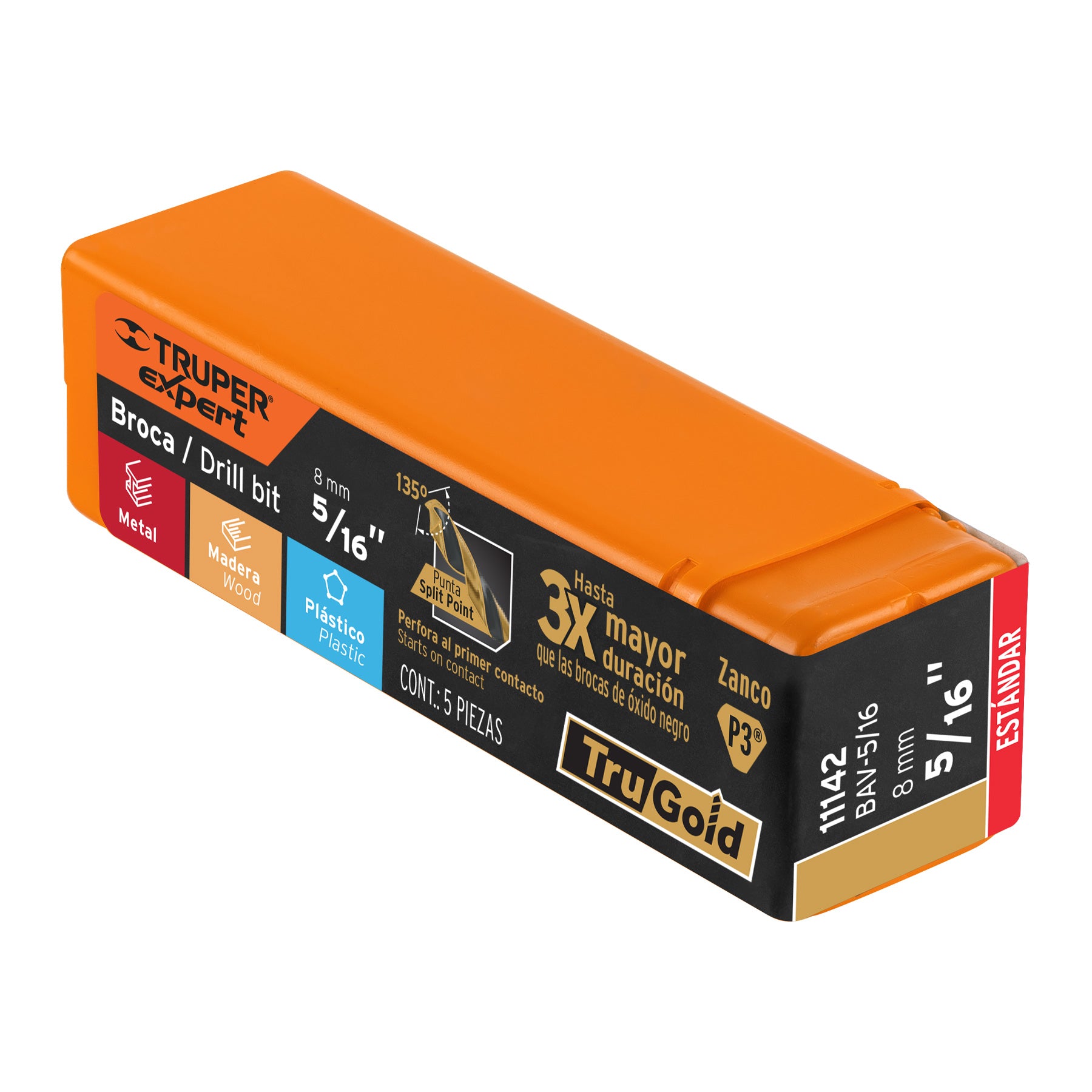 Broca HSS 5/16" Trugold para metal, TRUPER EXPERT