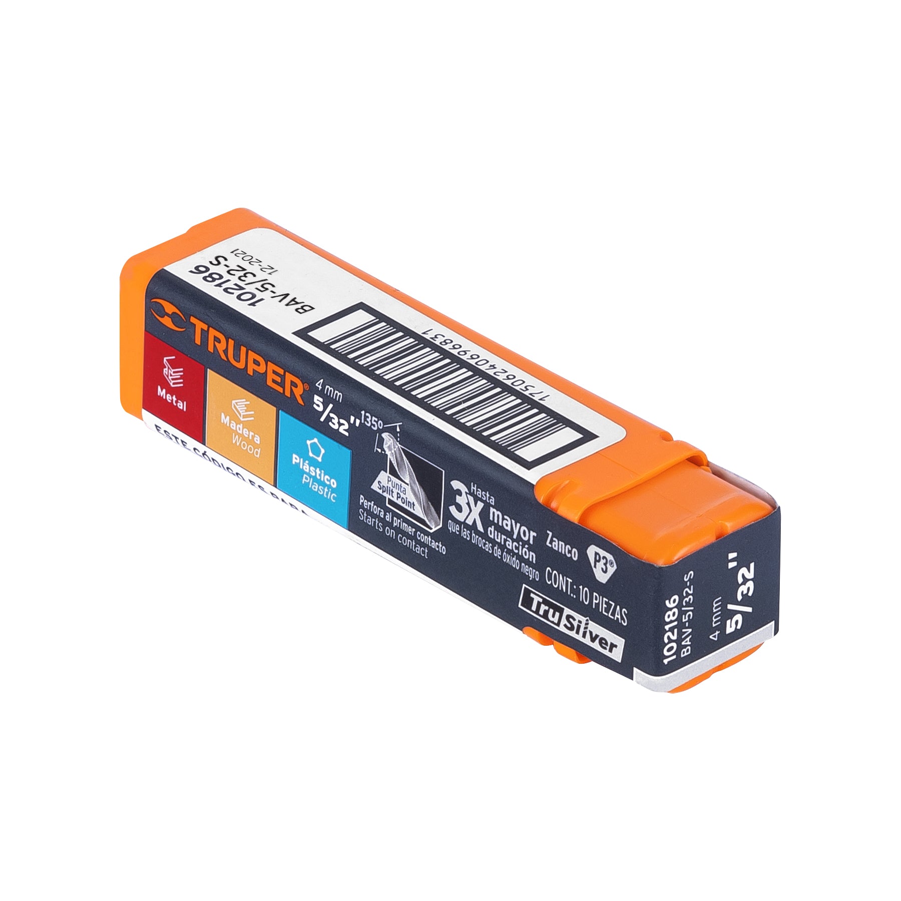 Broca HSS 5/32" Trusilver para metal, TRUPER