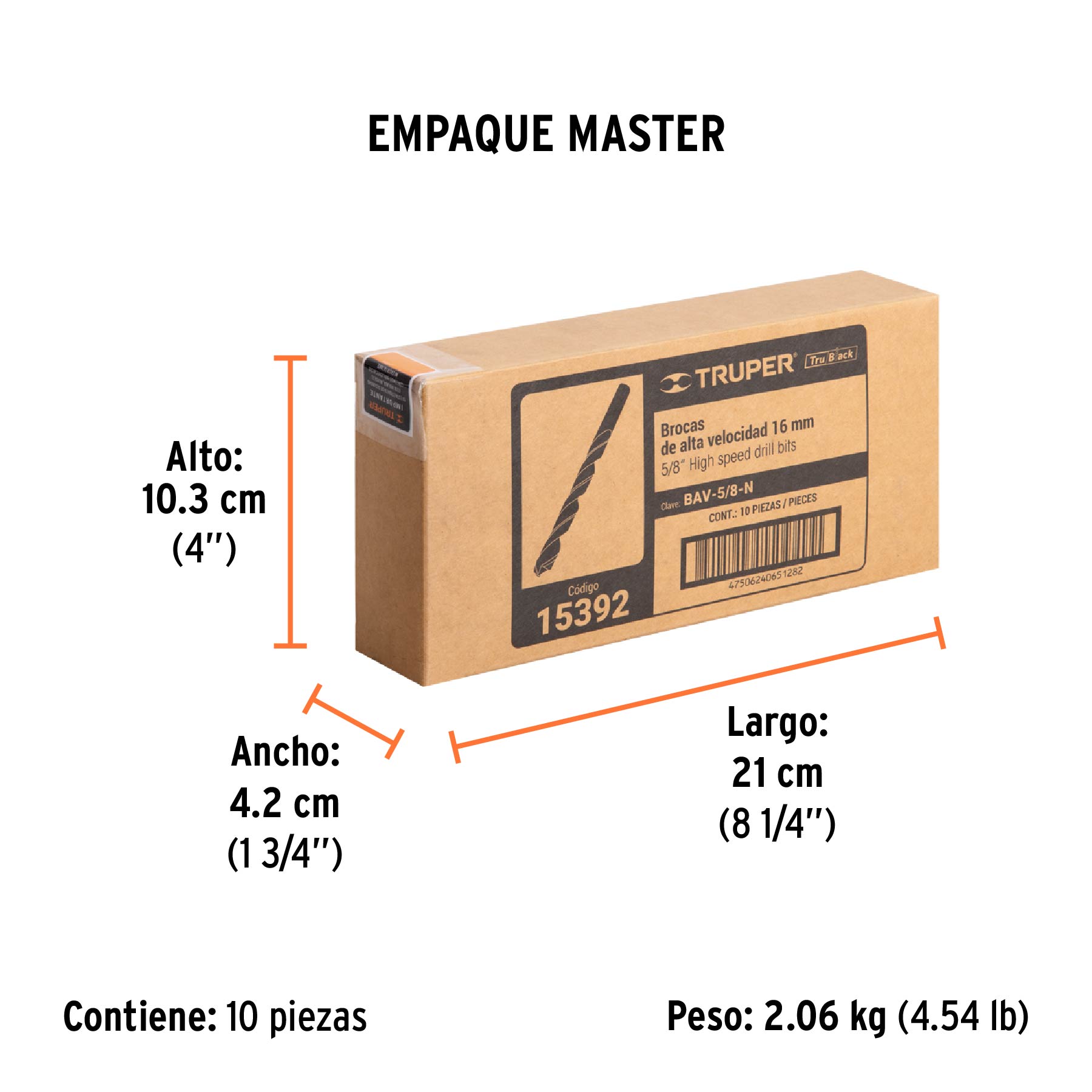 Broca HSS 5/8" Trublack para metal, TRUPER - Empaque