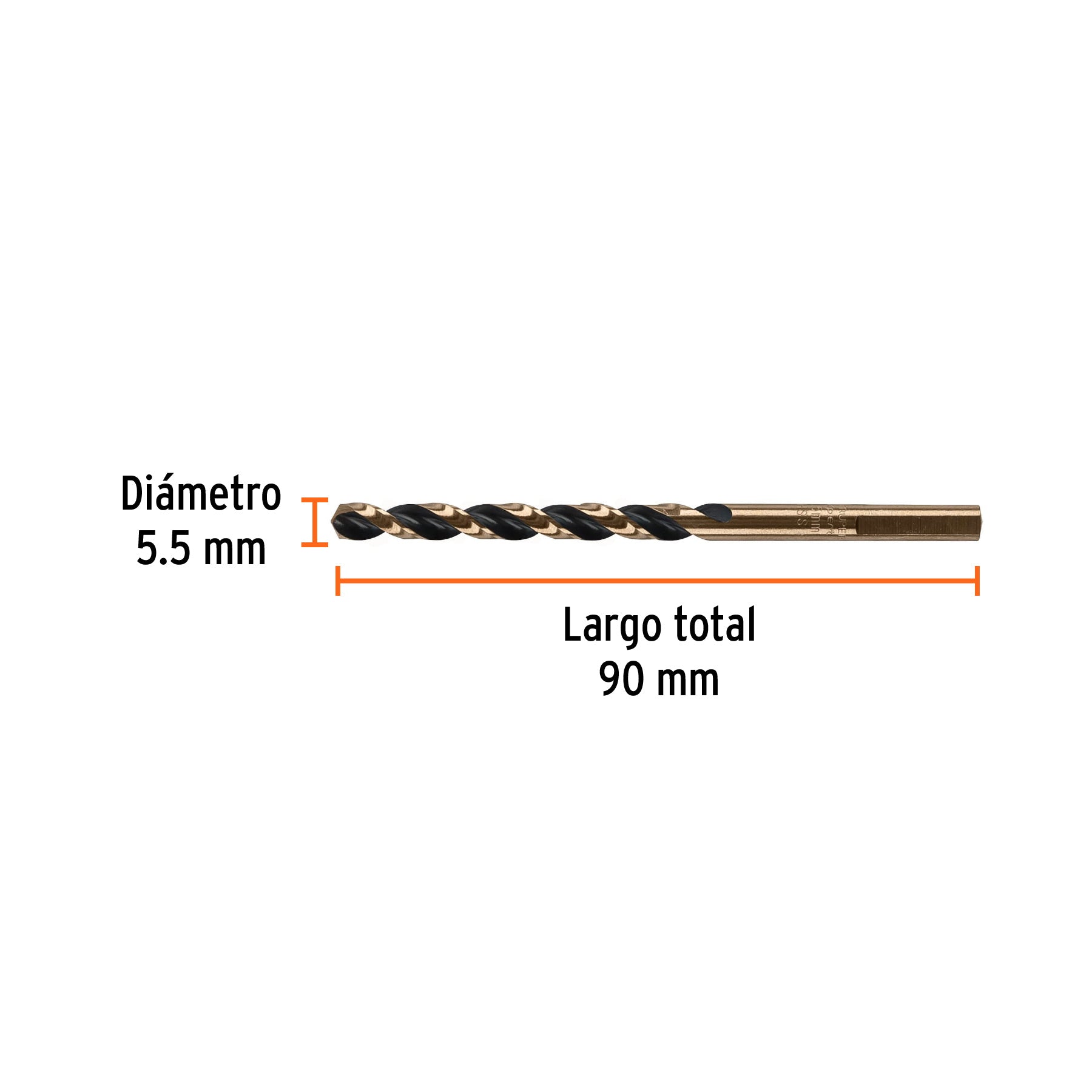 Broca HSS 5.5 mm Trugold para metal, TRUPER EXPERT