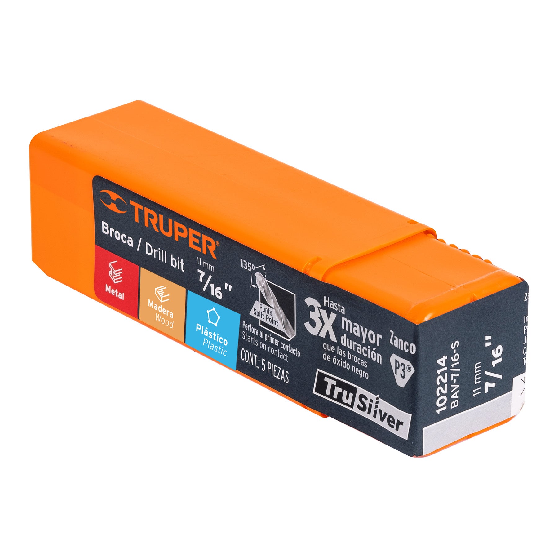 Broca HSS 7/16" Trusilver para metal, TRUPER