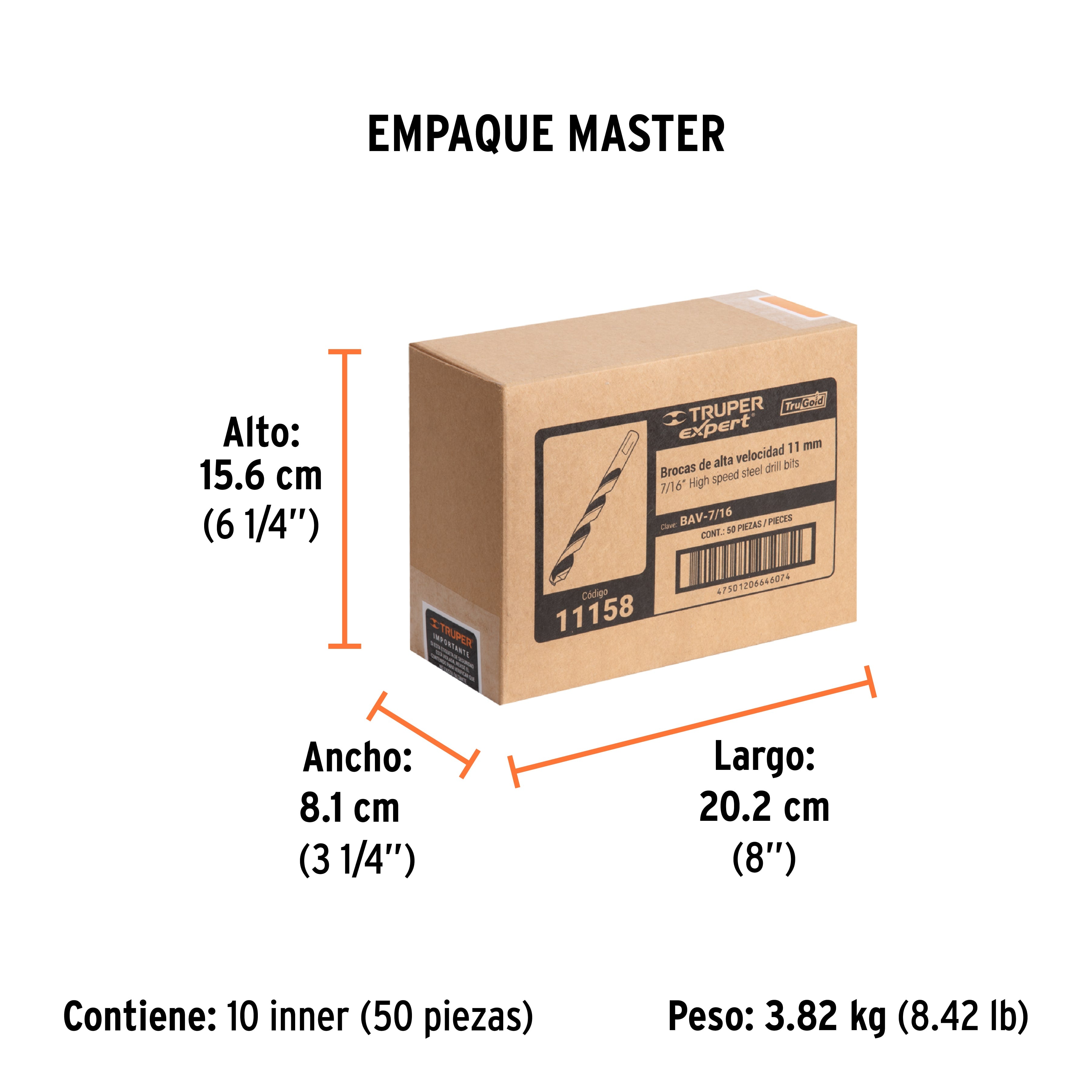 Broca HSS 7/16" Trugold para metal, TRUPER EXPERT - Empaque