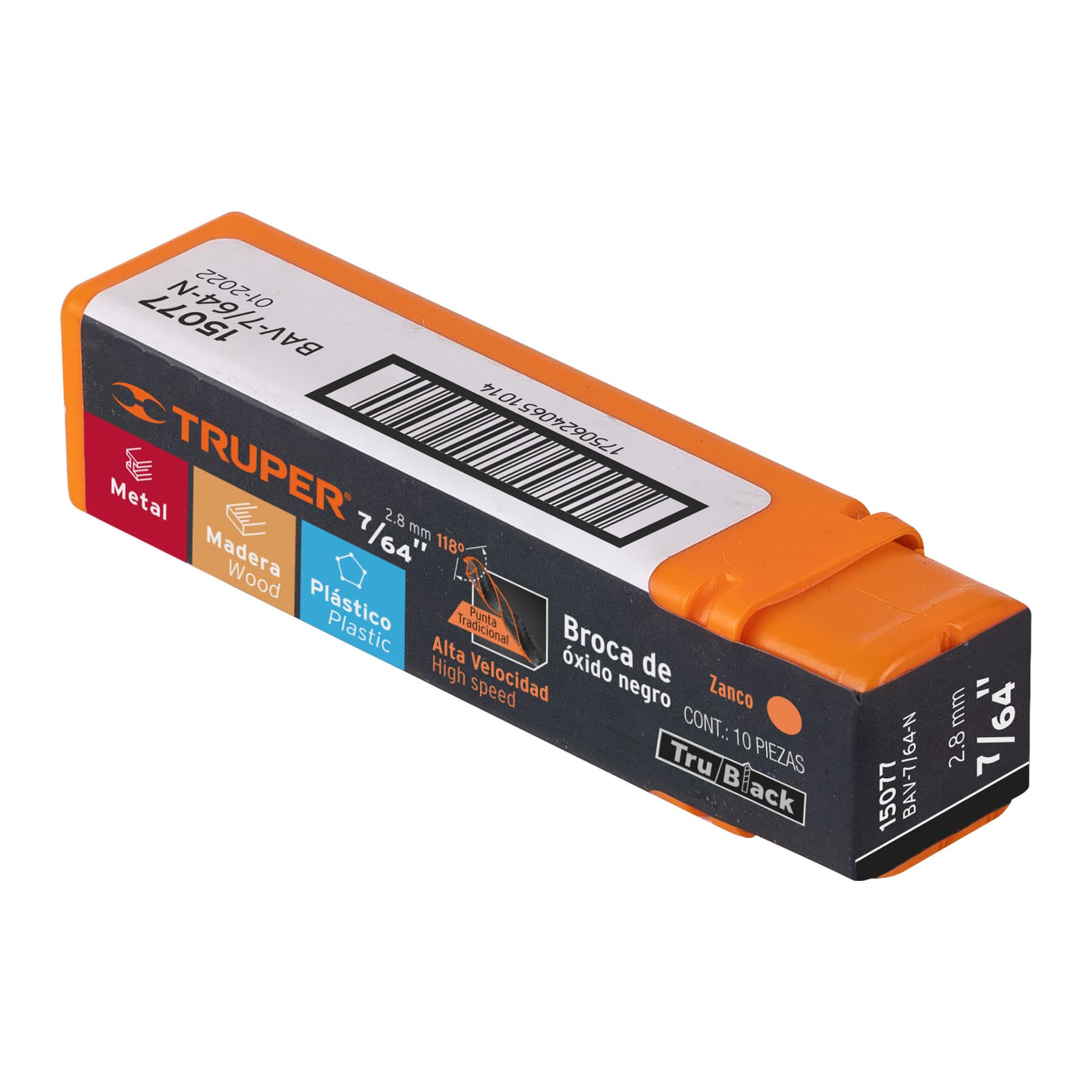 Broca HSS 7/64" Trublack para metal, TRUPER