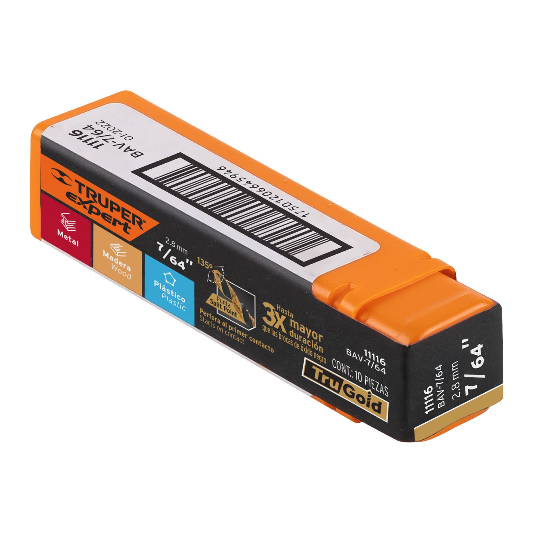Broca HSS 7/64" Trugold para metal, TRUPER EXPERT