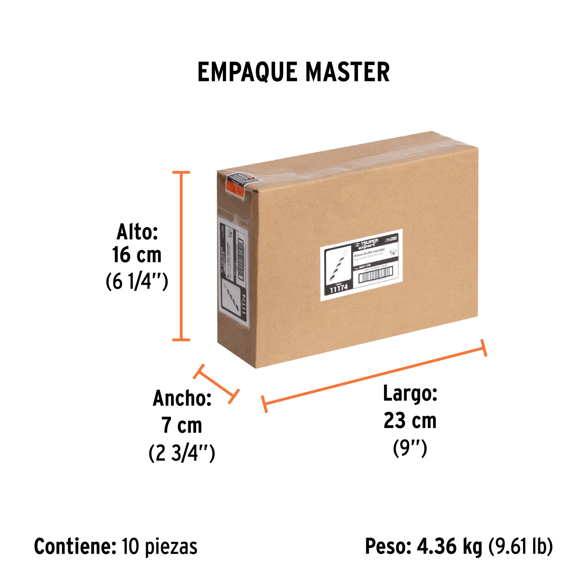 Broca HSS 7/8" Trugold para metal, TRUPER EXPERT - Empaque