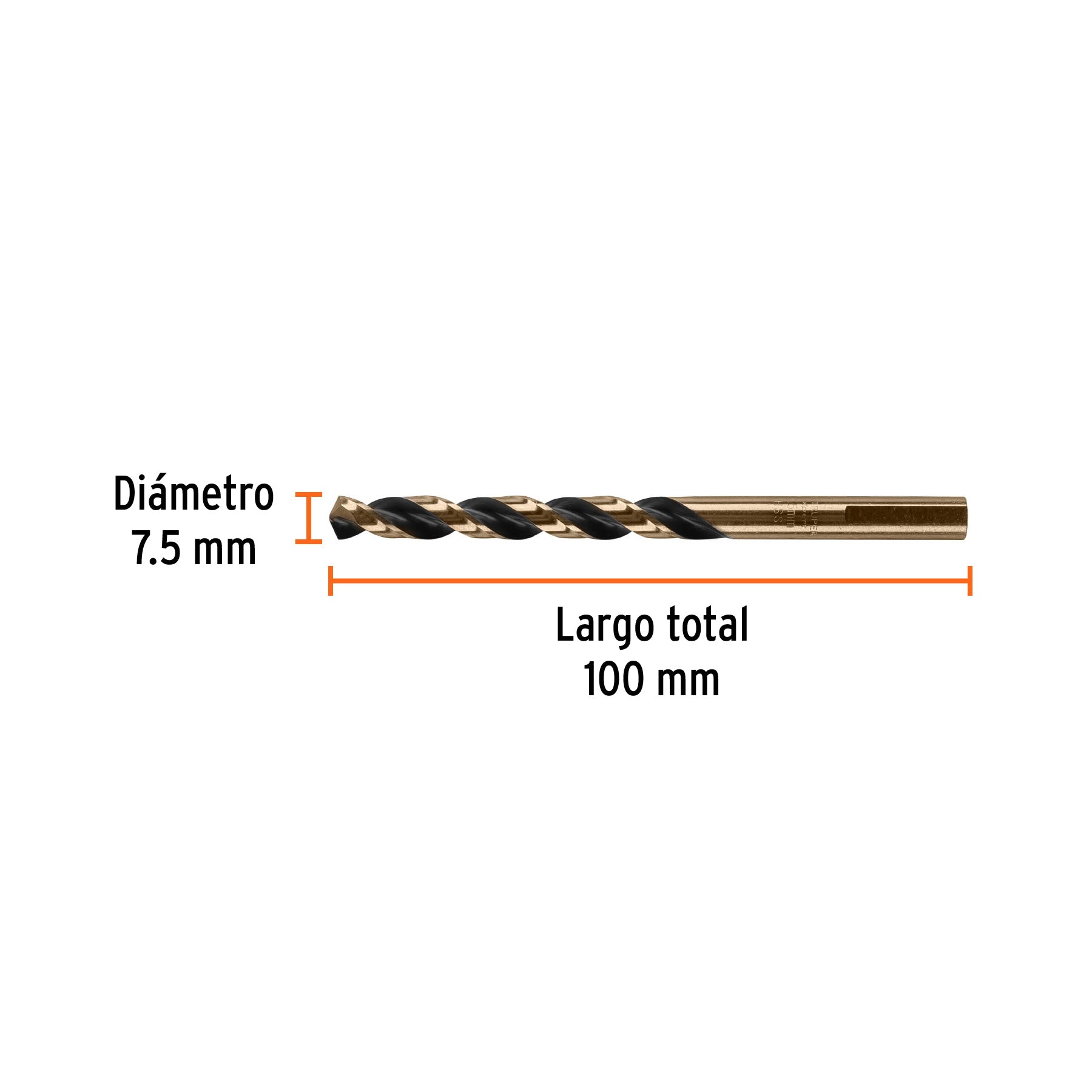 Broca HSS 7.5 mm Trugold para metal, TRUPER EXPERT