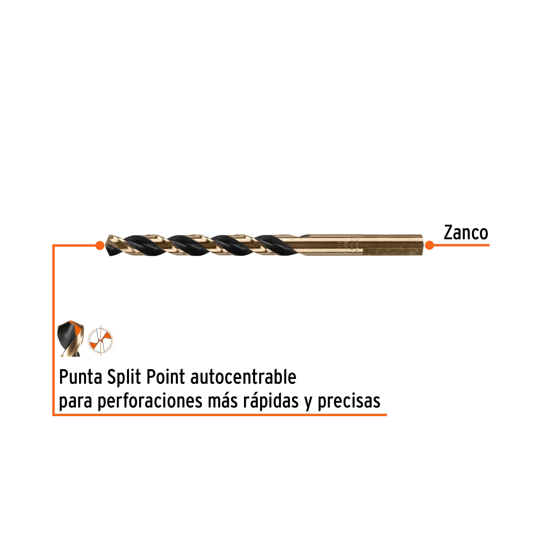 Broca HSS 8.0 mm Trugold para metal, TRUPER EXPERT