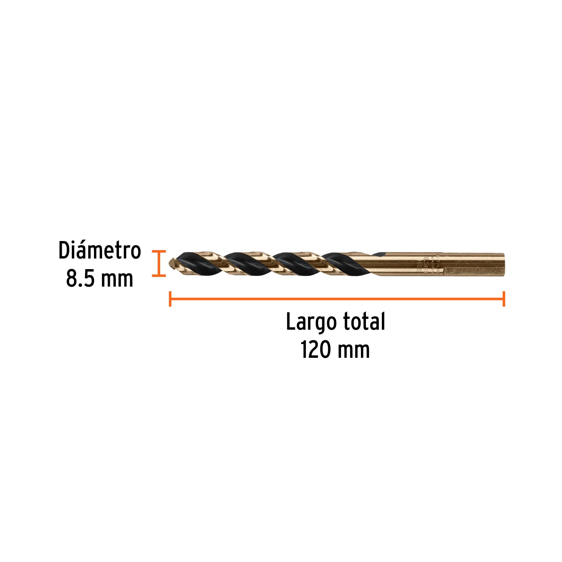 Broca HSS 8.5 mm Trugold para metal, TRUPER EXPERT