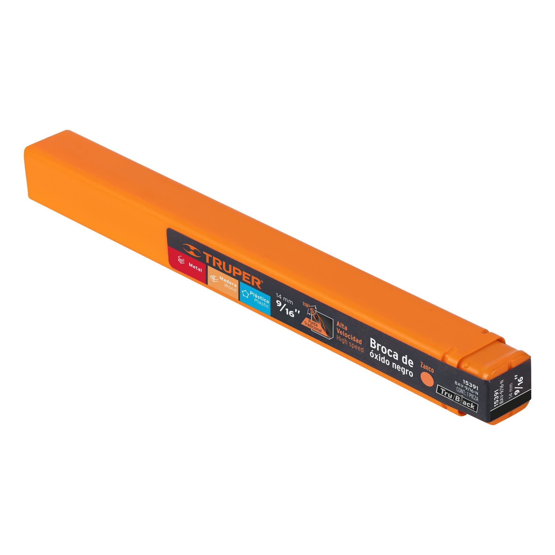 Broca HSS 9/16" Trublack para metal, TRUPER