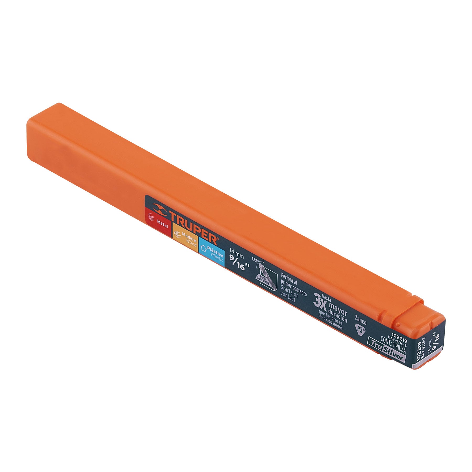 Broca HSS 9/16" Trusilver para metal, TRUPER