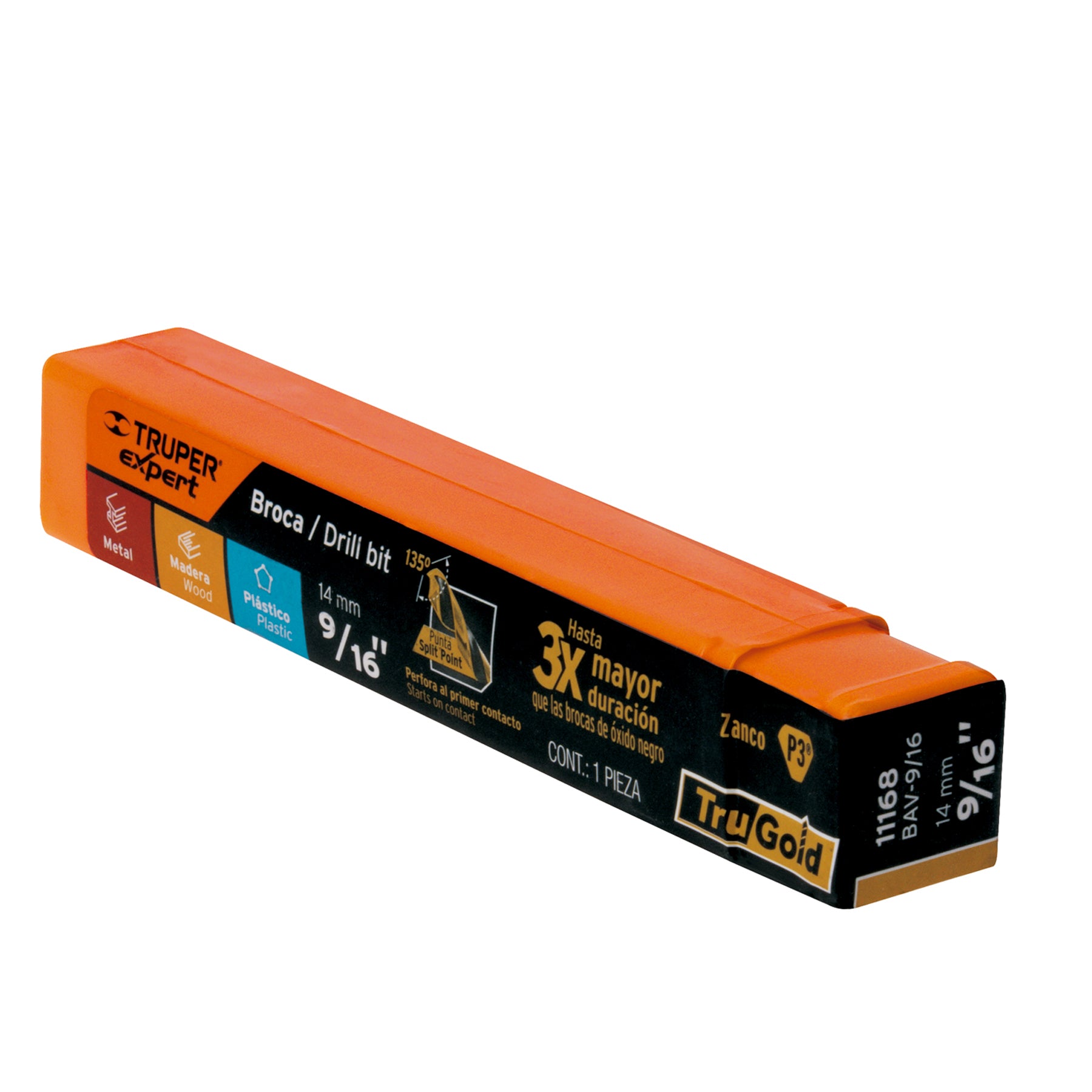 Broca HSS 9/16" Trugold para metal, TRUPER EXPERT
