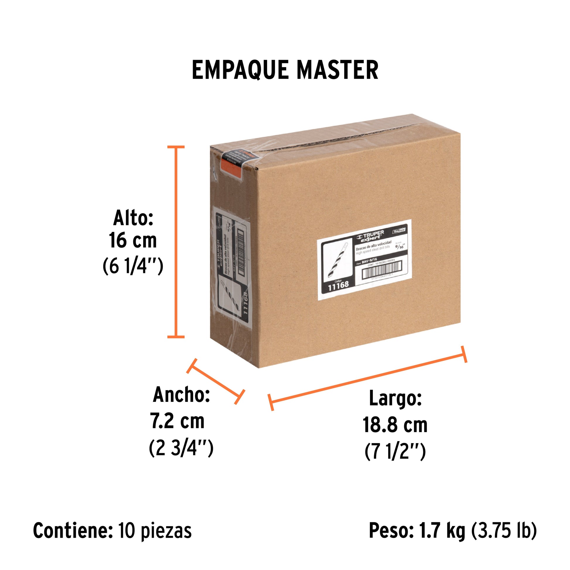 Broca HSS 9/16" Trugold para metal, TRUPER EXPERT - Empaque