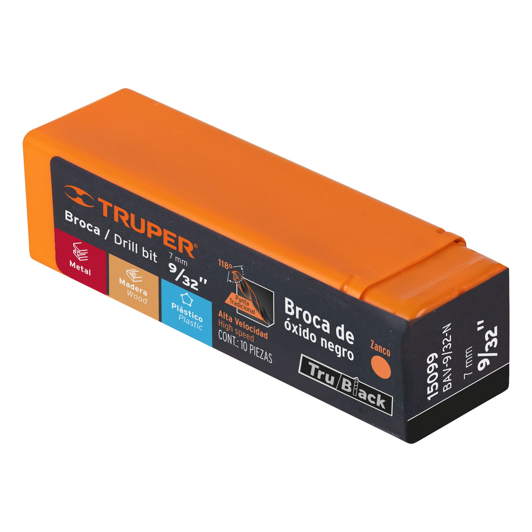 Broca HSS 9/32" Trublack para metal, TRUPER