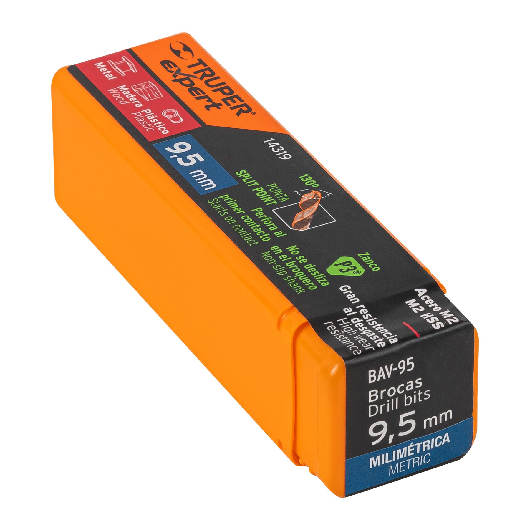 Broca HSS 9.5 mm Trugold para metal, TRUPER EXPERT