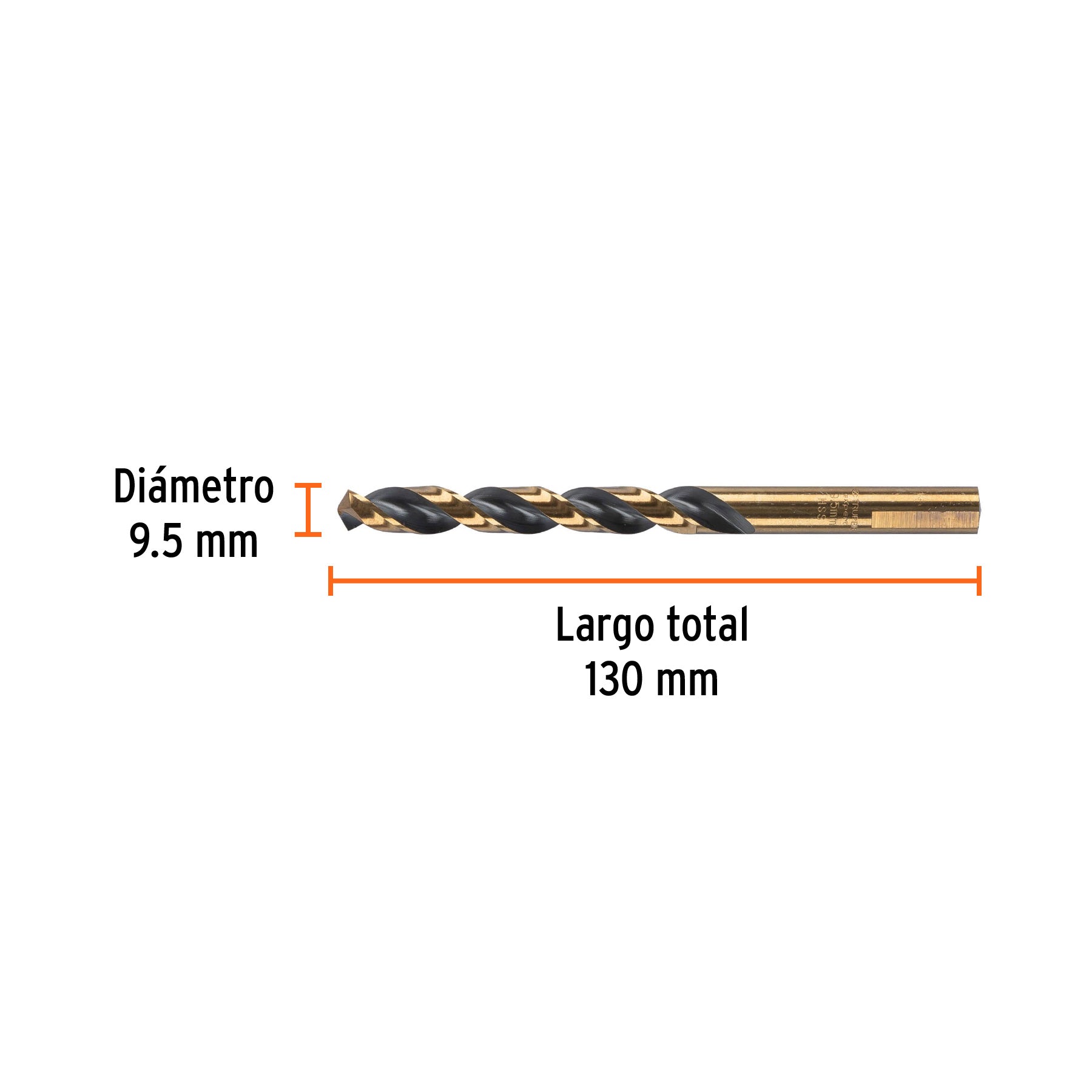Broca HSS 9.5 mm Trugold para metal, TRUPER EXPERT