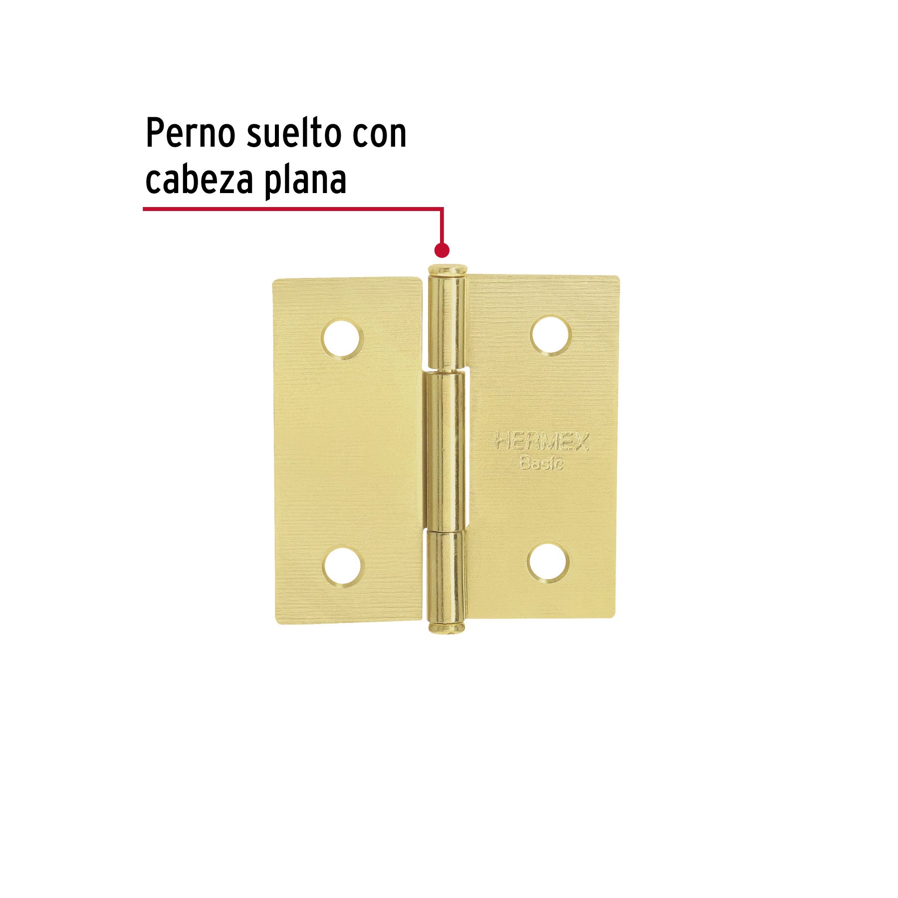 Bisagra cuadrada 2", latonado, cabeza plana, HERMEX BASIC