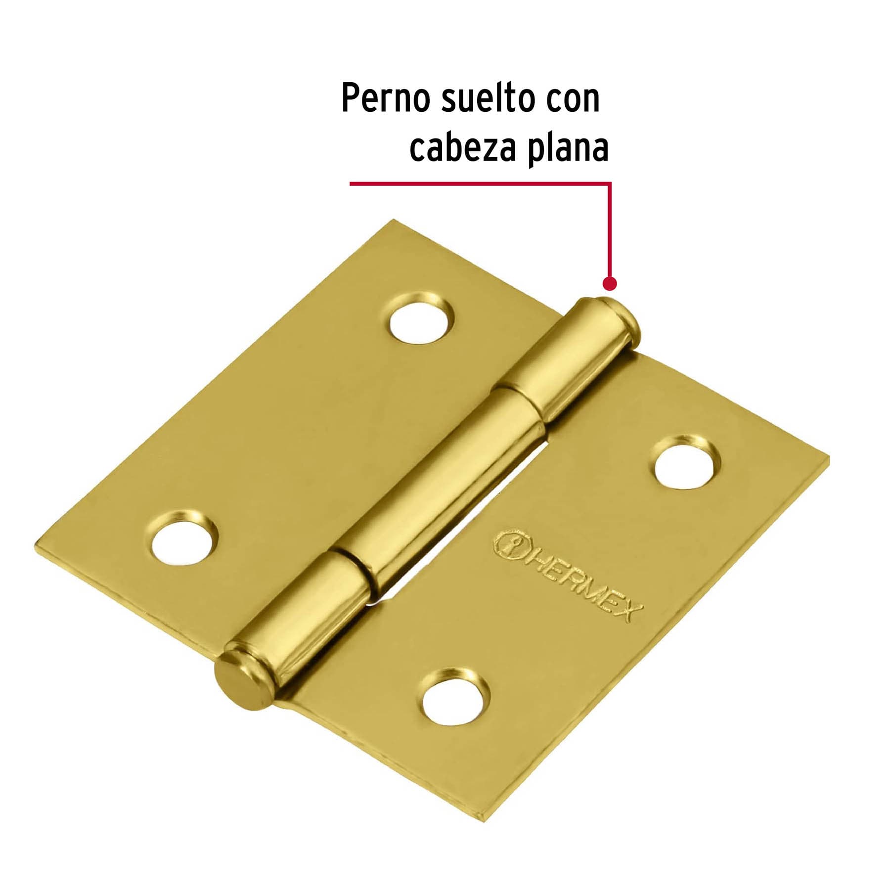 Bisagra cuadrada 2", latonado, cabeza plana, HERMEX