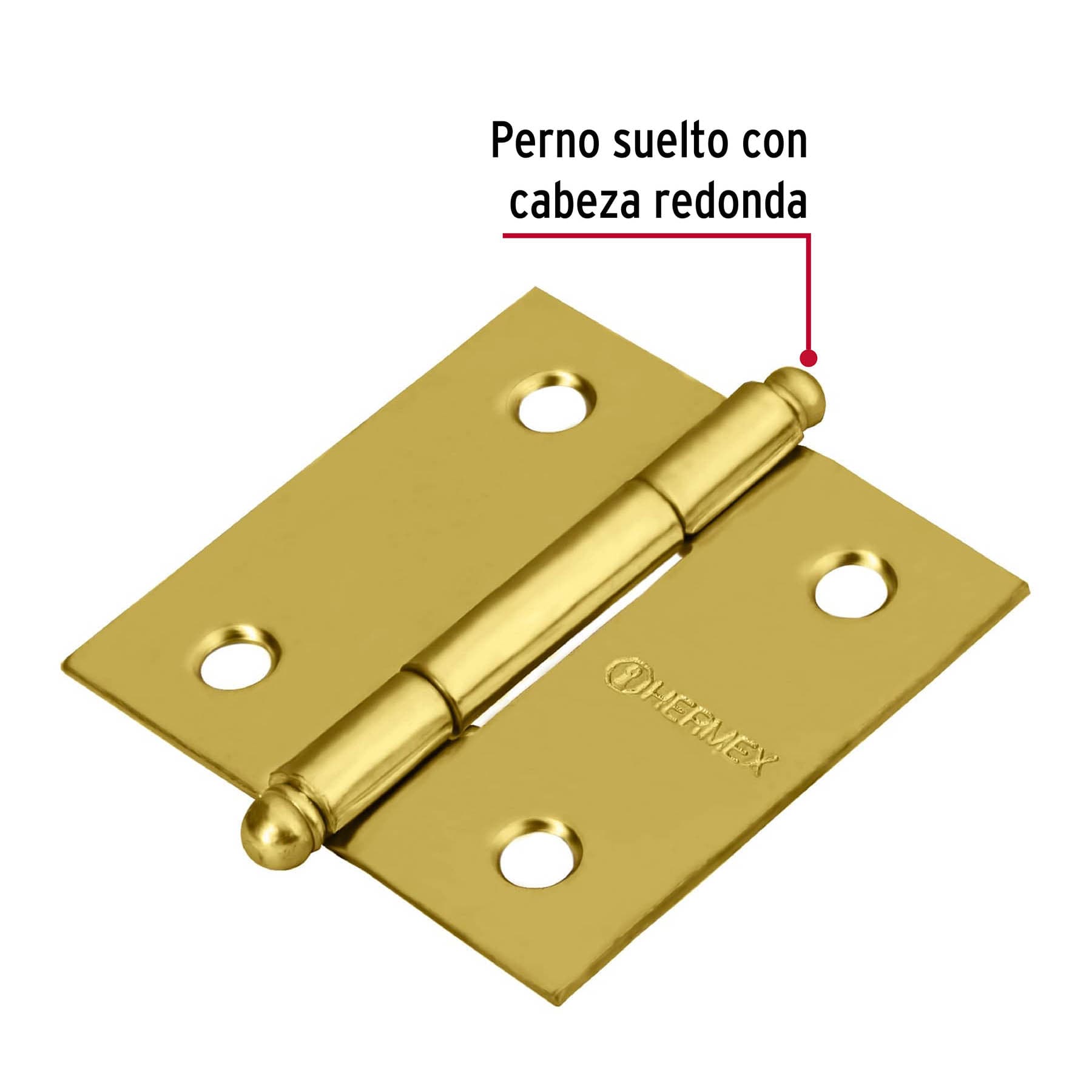 Bisagra cuadrada 2", latonado, cabeza redonda, HERMEX