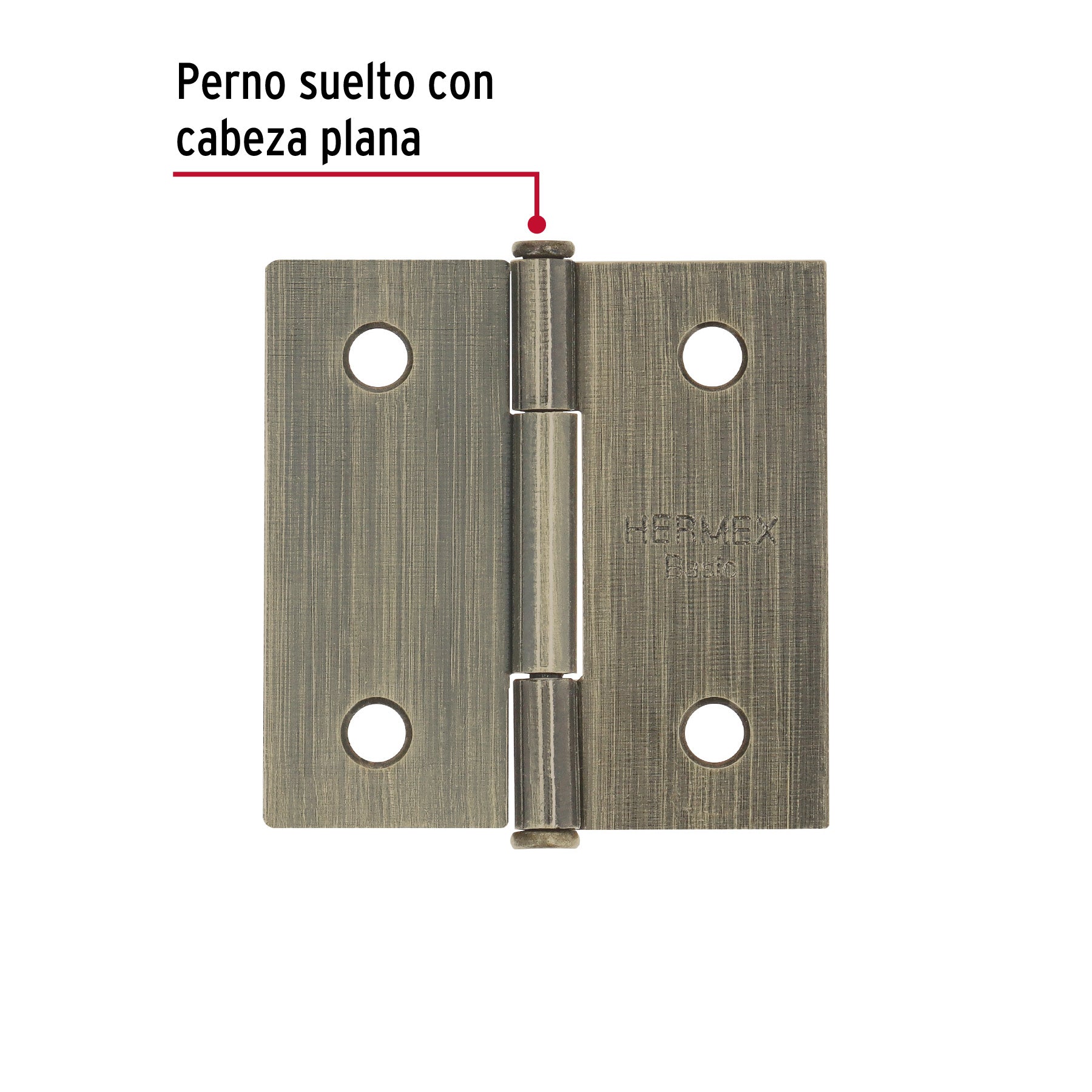 Bisagra cuadrada 2", latón antiguo, cabeza plana, BASIC