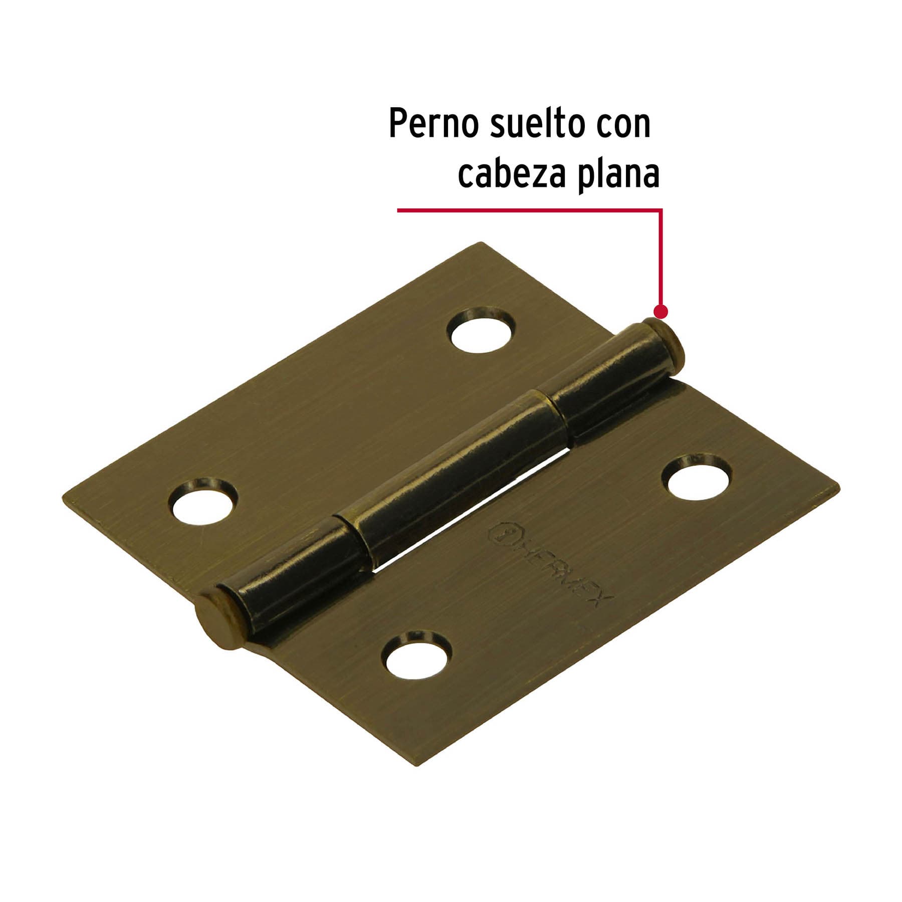 Bisagra cuadrada 2", latón antiguo, cabeza plana, HERMEX