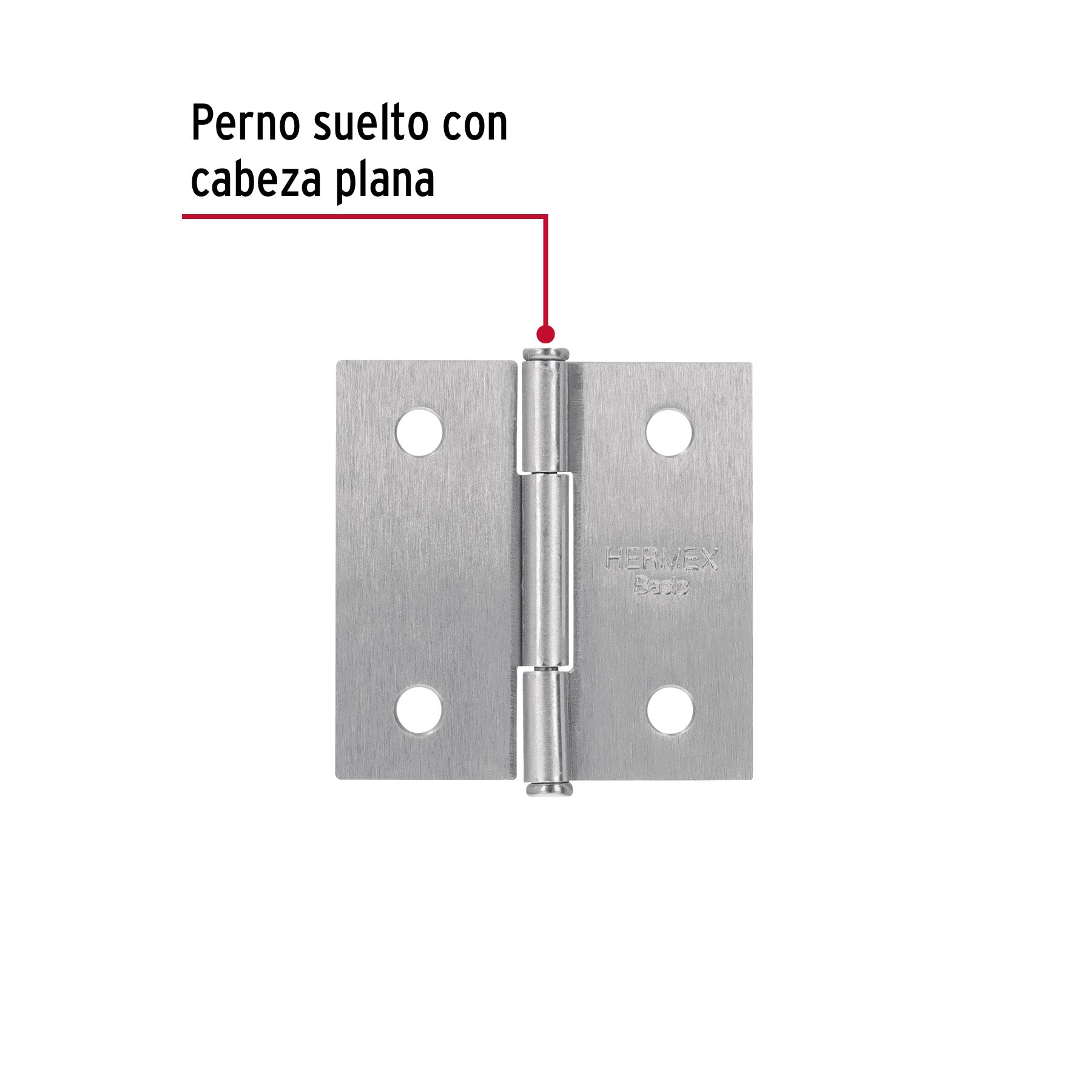 Bisagra cuadrada 2", satinado, cabeza plana, BASIC