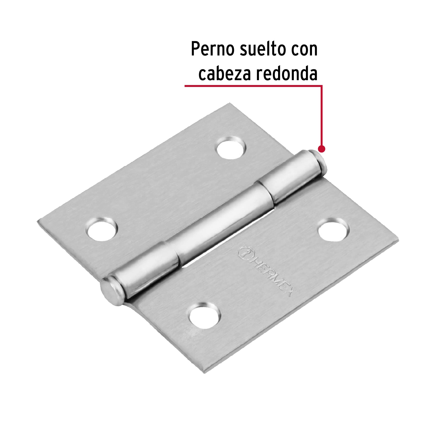 Bisagra cuadrada 2", satinado, cabeza plana, HERMEX