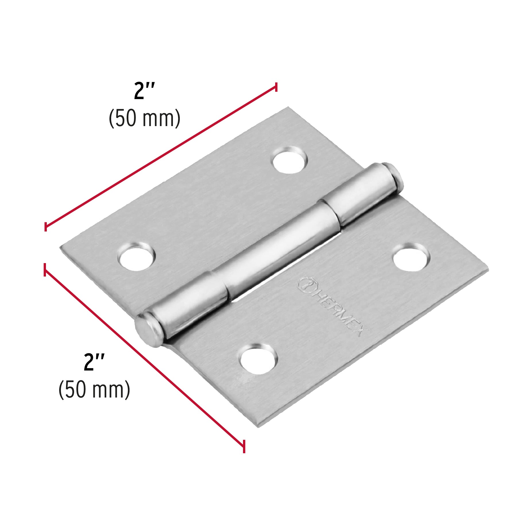 Bisagra cuadrada 2", satinado, cabeza plana, HERMEX
