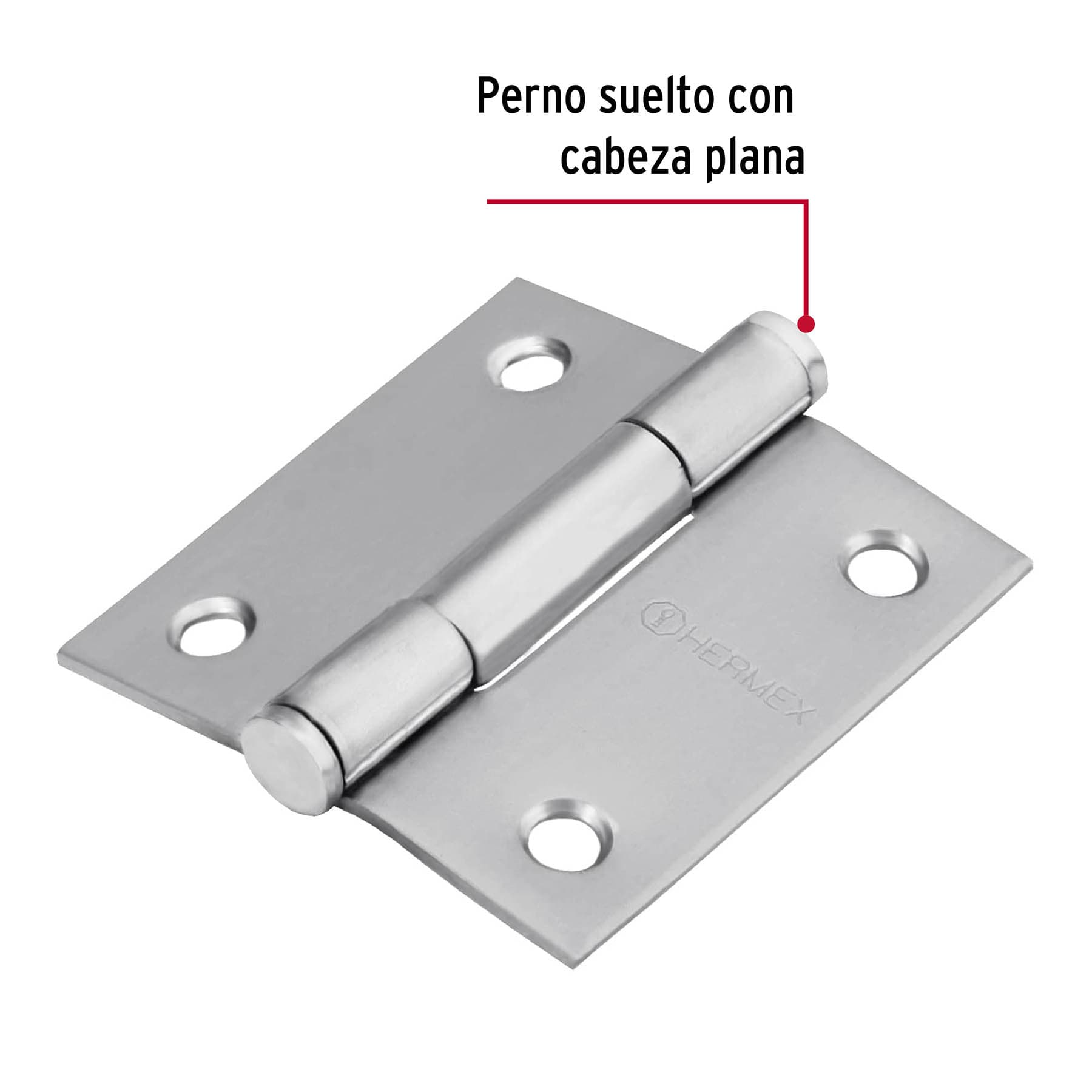 Bisagra cuadrada 2" acero inox, cabeza plana, HERMEX