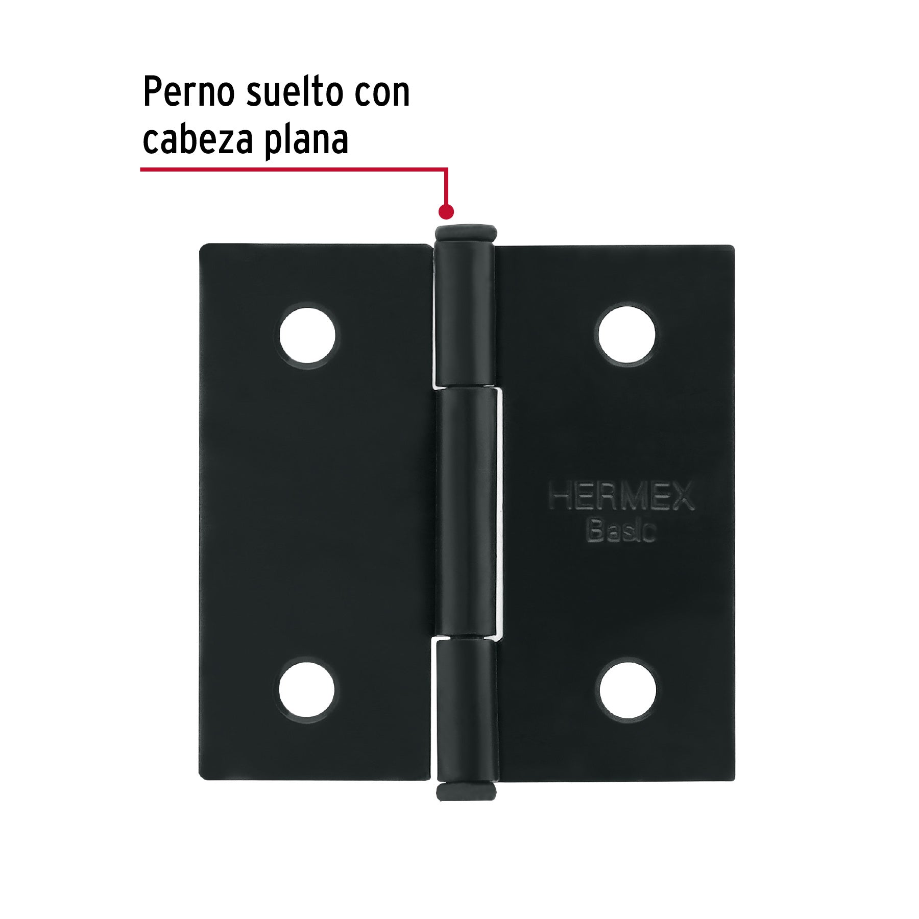 Bisagra cuadrada 2", negro mate, cabeza plana, BASIC