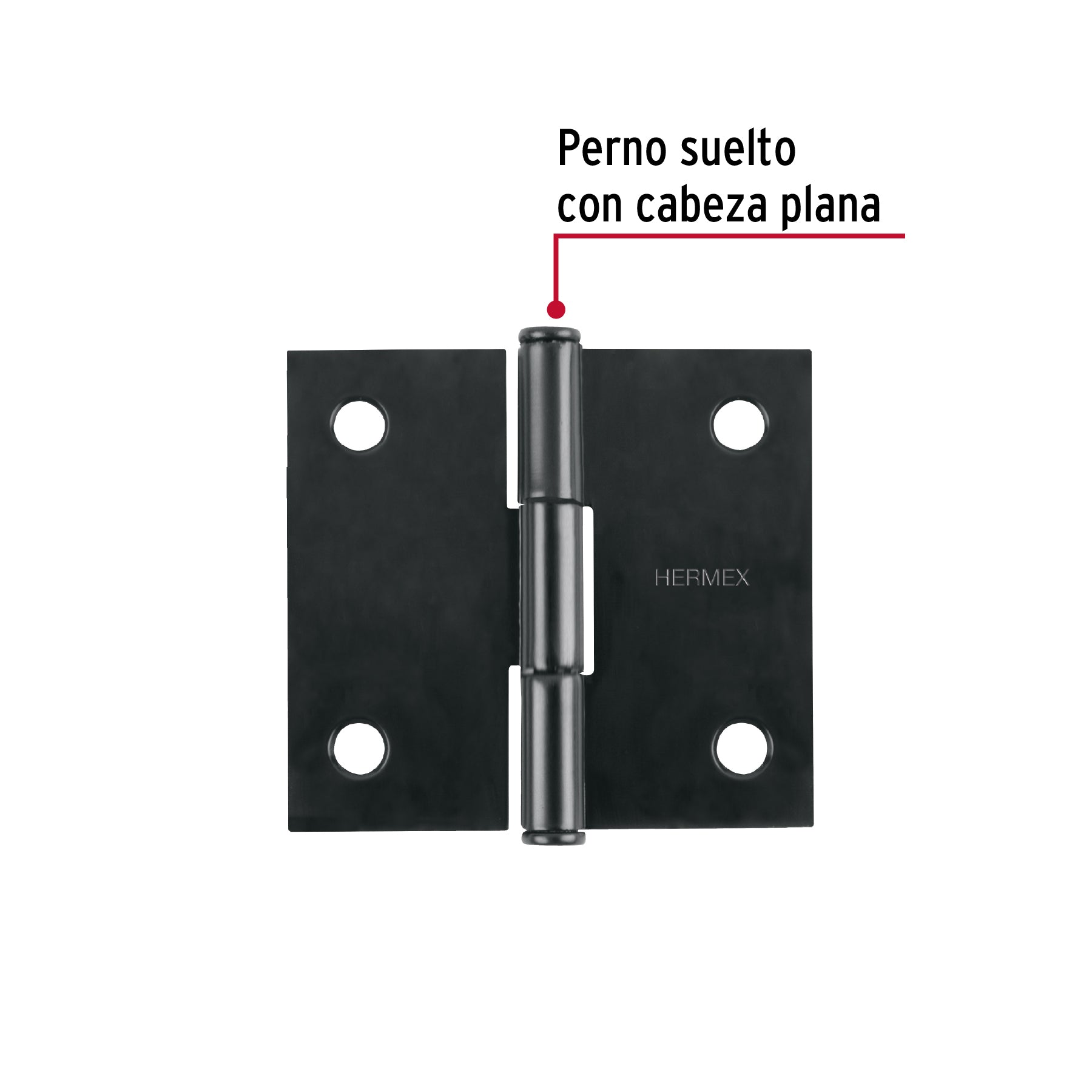 Bisagra cuadrada 2", negro mate, cabeza plana, HERMEX